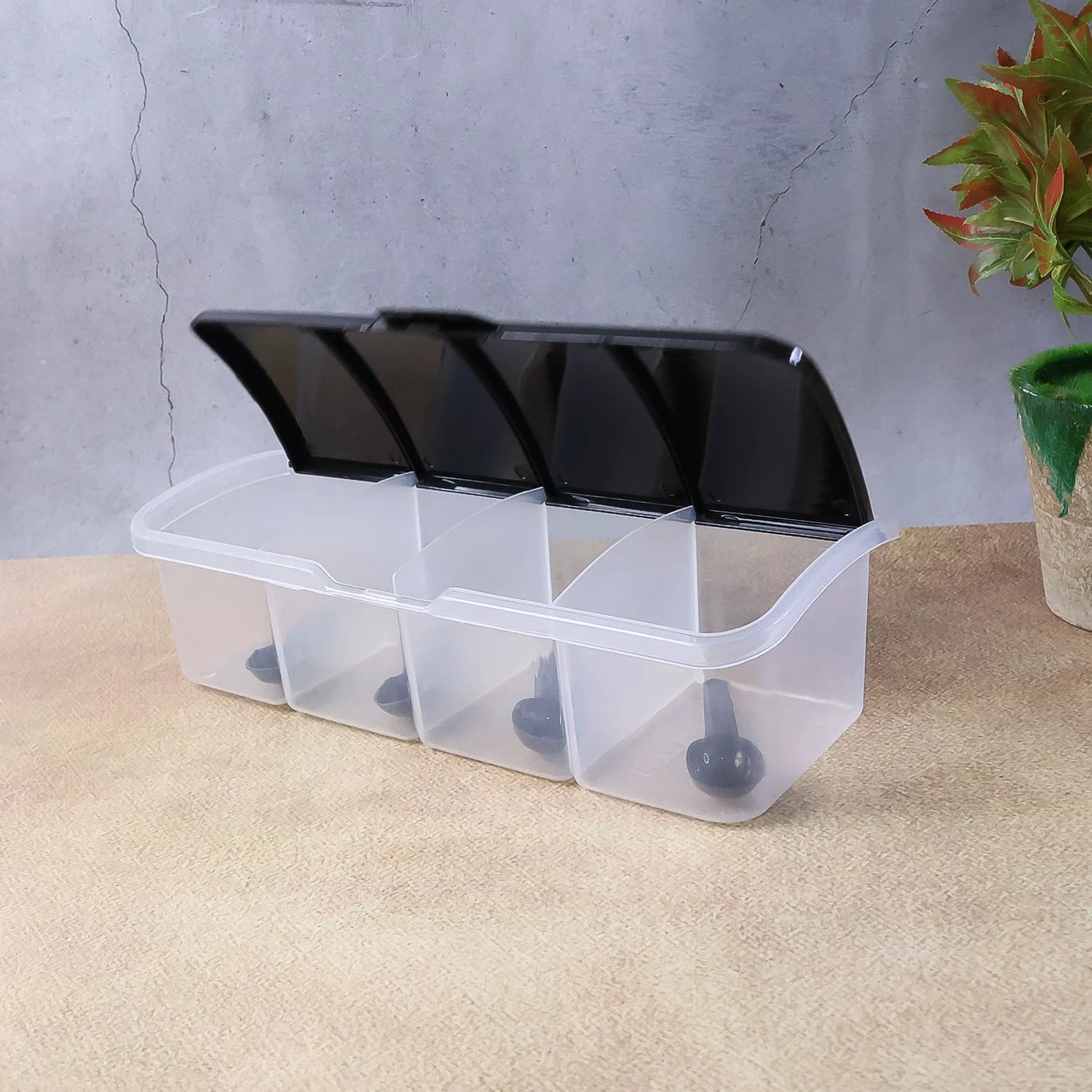 Kitchen Multipurpose Air-tight 4 Sections Storage Containers  Masala Box (1 Set) - 69KART