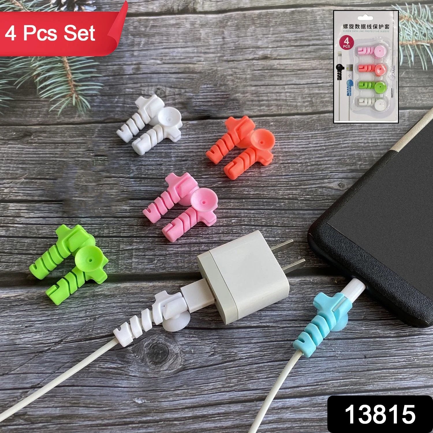 Cable Cord Protector Saver With Suction End (Suction Winder 4 Pcs Set) by Wukusy