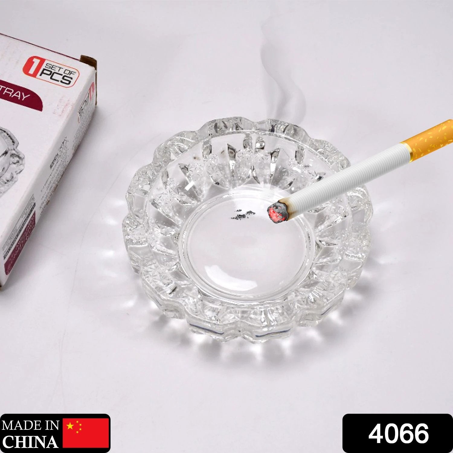 4066 Paricutin Glass Crystal Quality Cigar Cigarette Ashtray Round Tabletop For Home Office Indoor Outdoor Home Decor by Wukusy