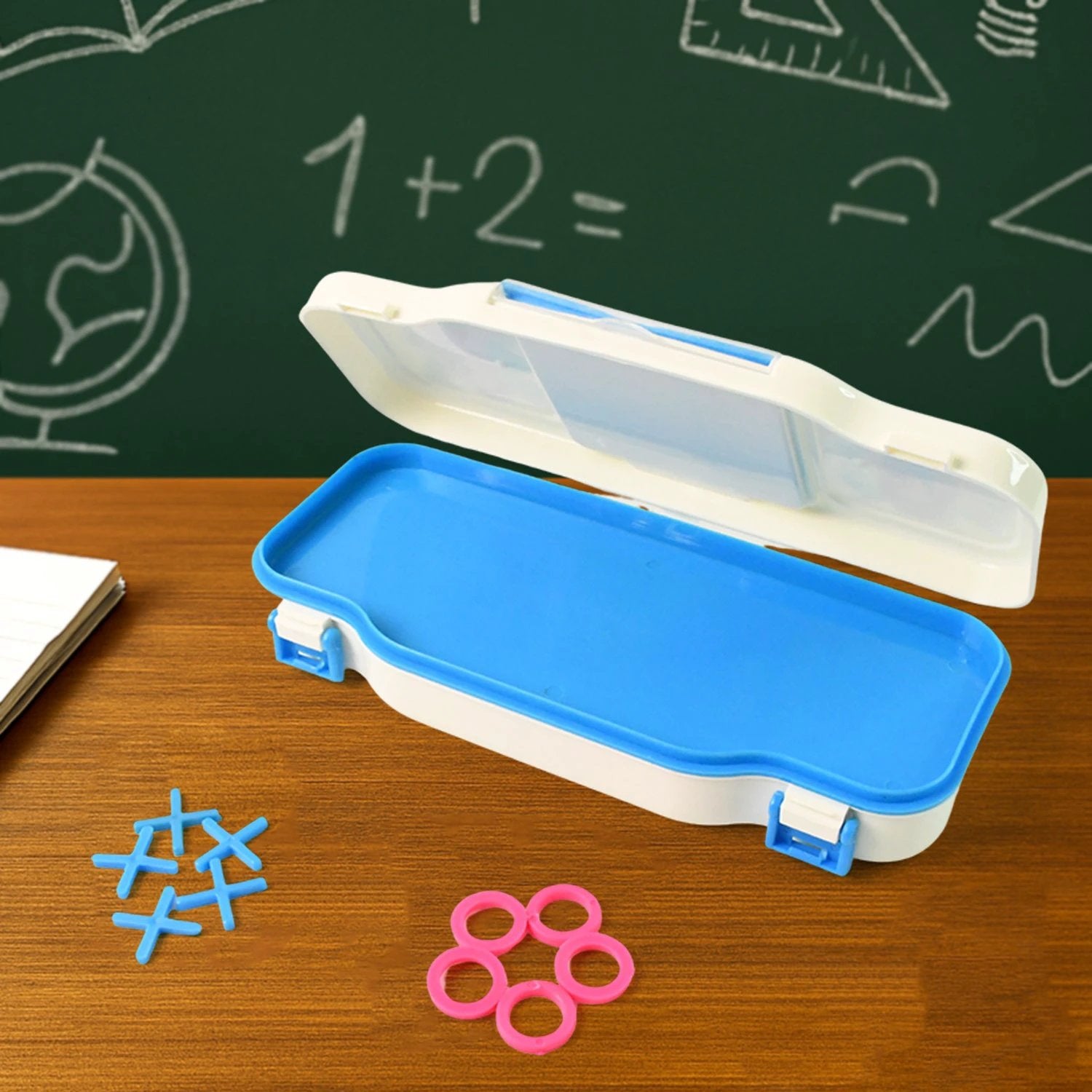 Kids Pencil Box With Built-in Tic Tac Toe Game - 69KART