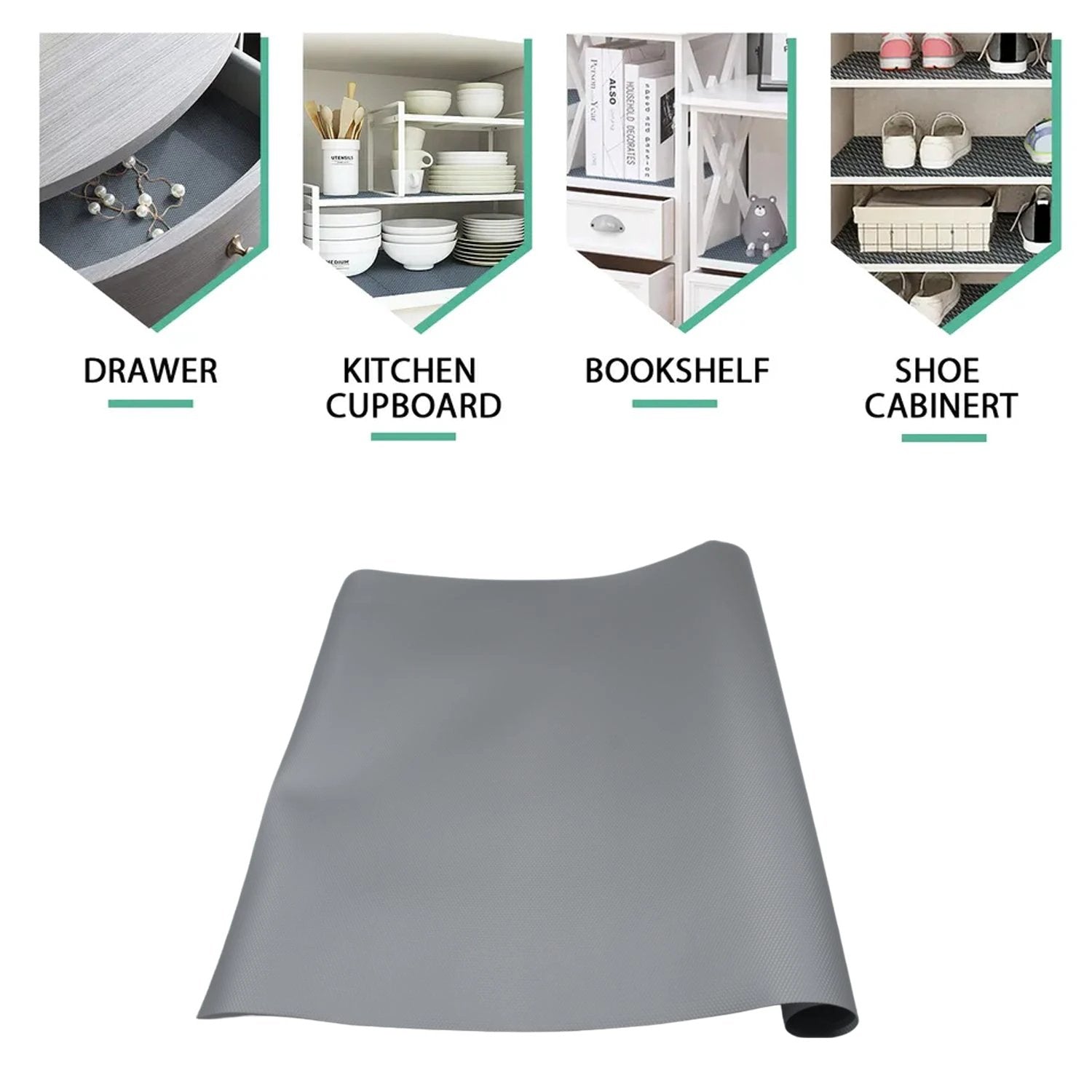 5861 Multipurpose Anti-slip Bathroom Kitchen Cabinet Drawer Shelf Mat Liner Sheets Roll Fridge Mat Table Mat Anti-slip Super Strong Placement Mat For Fridge Bathroom Kitchen Drawer Shelf Liner (45cmx1.25m) by Wukusy