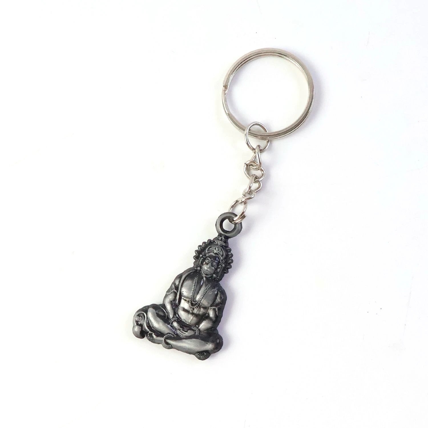 Premium Spiritual Hanuman Ji Sitting Pose Metal Keychain (1 Pc) by Wukusy