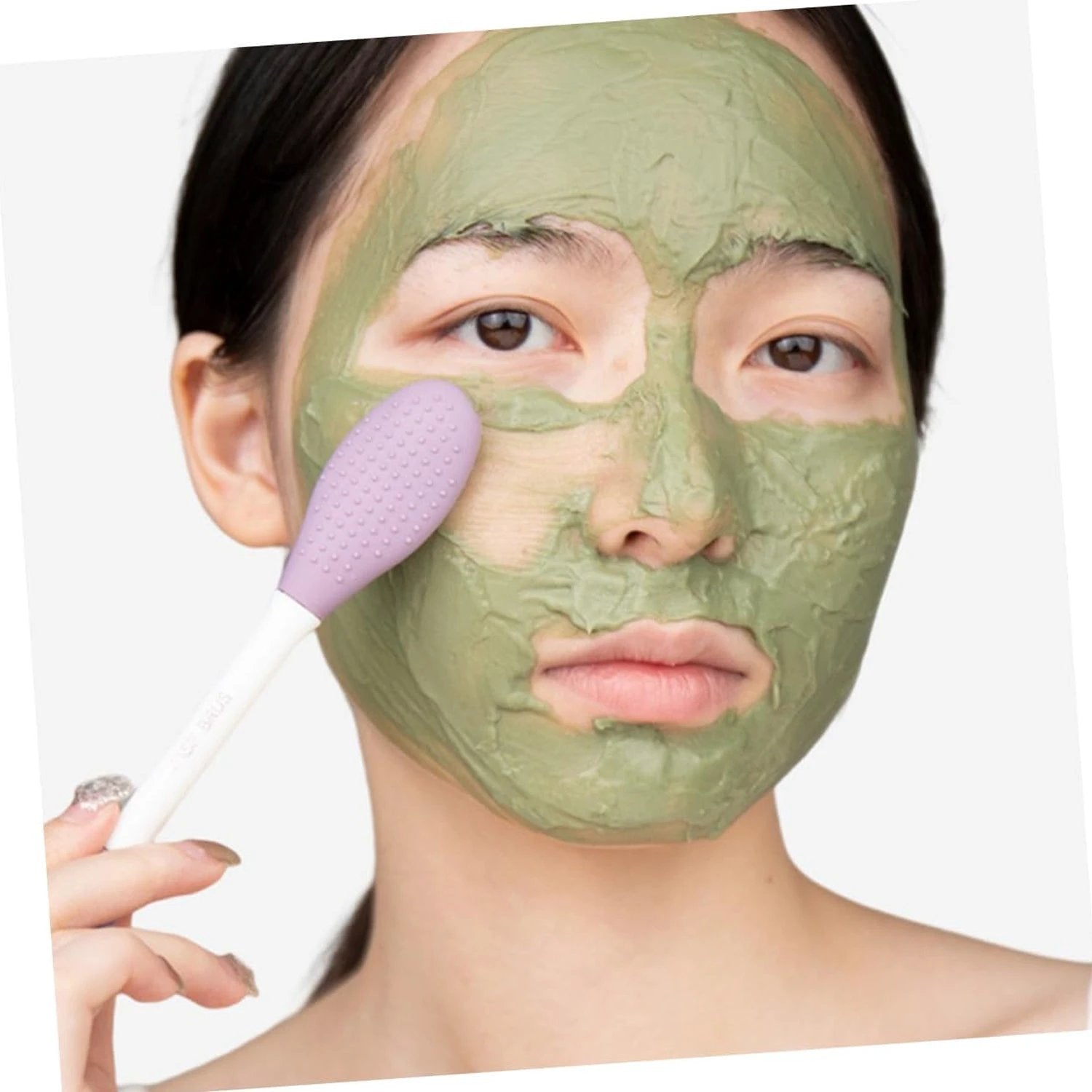 12532 Double-headed Silicone Mask Brush Face Cleansing And Applying Mud Mask Beauty Salon Special Brush Smear Tool Facial Scrub Silicone Wash Scrubber Face Tools (1 Pc) by Wukusy