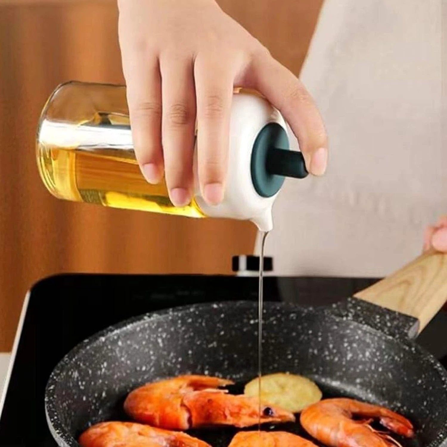 2 In 1 Glass Oil Dispenser Jar  Bottle With Brush (1 Set) - 69kart