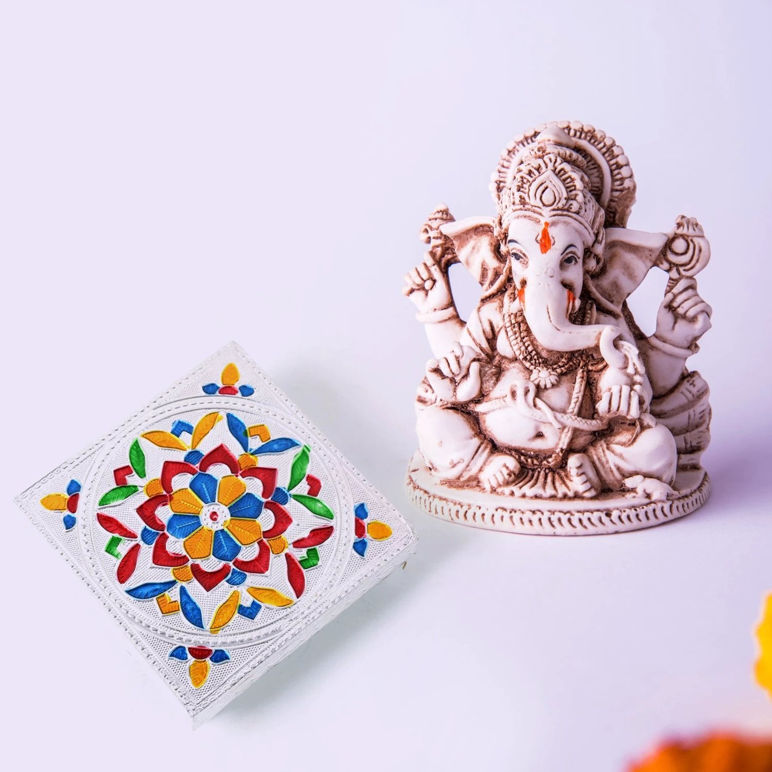 Handicraft Meenakari Wooden Chowki Puja Bajot For Home  Office Decor For Puja Multicolour (1 Pc Set) - 69KART