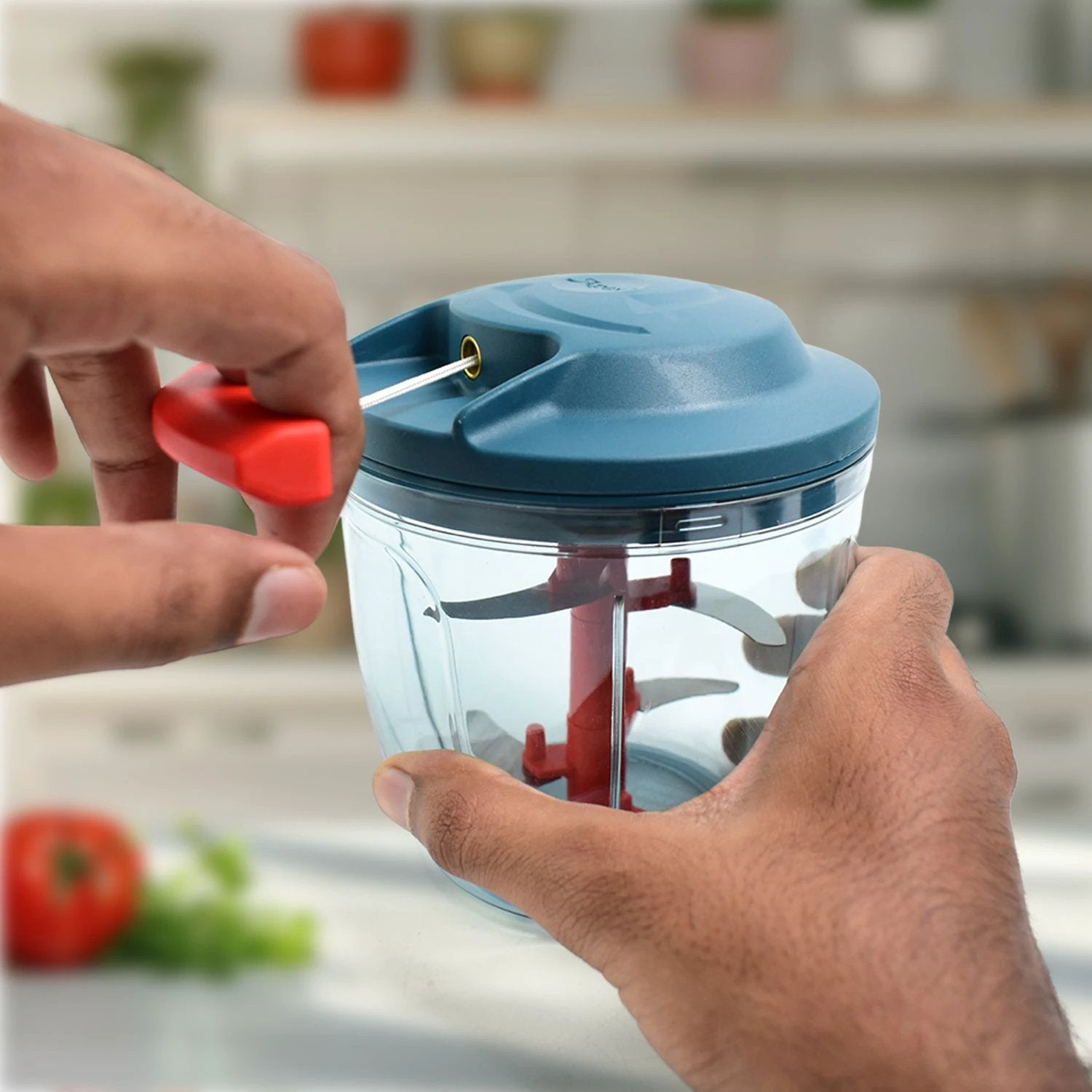 Apex Speed-x Hand-powered Vegetable Chopper (1000 Ml) by Wukusy