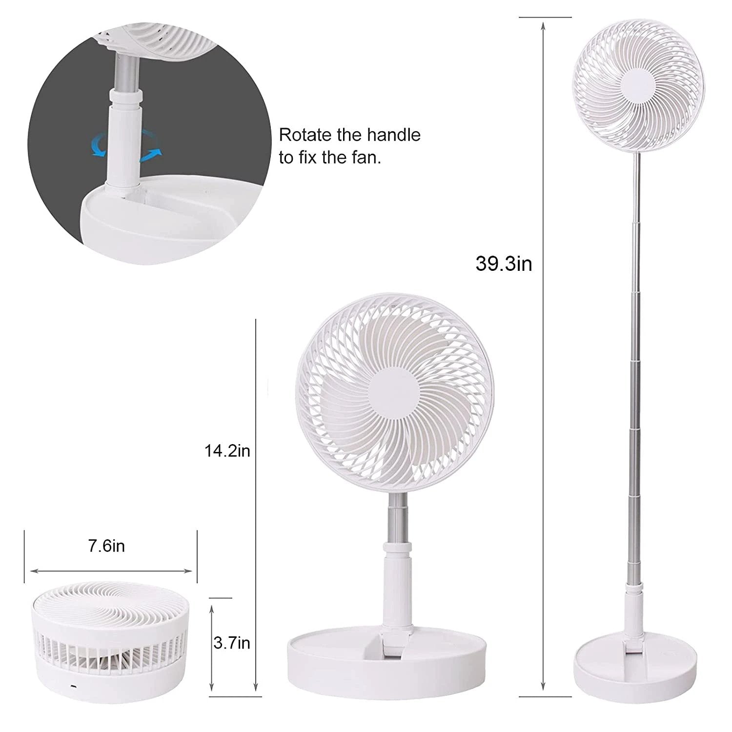 7206 Telescopic Electric Desktop Fan Height Adjustable Foldable  Portable For Travelcarry  Silent Table Top Personal Fan For Bedside Office Table (Battery Not Include) - 69kart