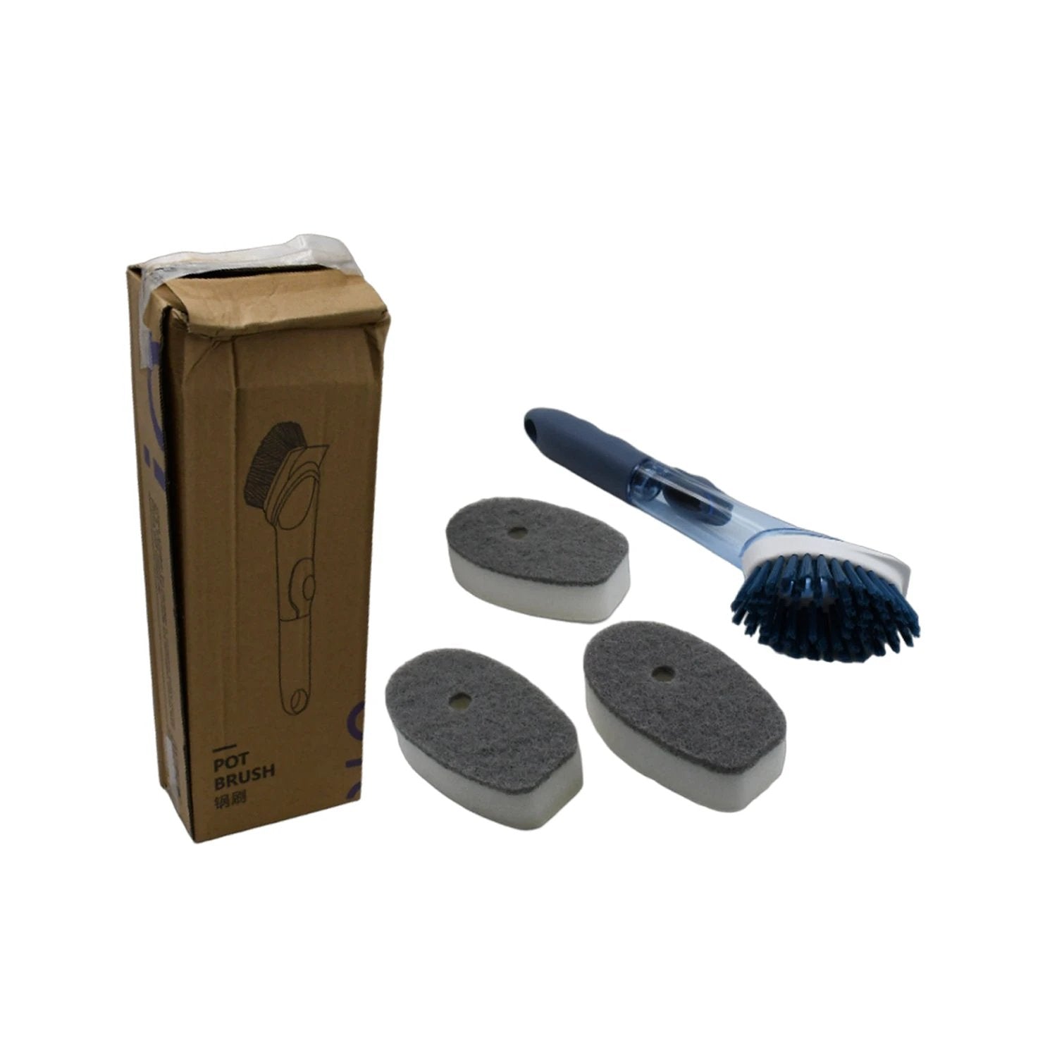 1271c Mix Color Dish Scrubber With Soap Dispenser Soap Dispensing Dish Brush Set Dishwashing Brushes Kitchen Scrub Dish Wand For Dishes Sink Pot Pan Cleaning And Washing1 Handle3refill Replacement Head - 69kart