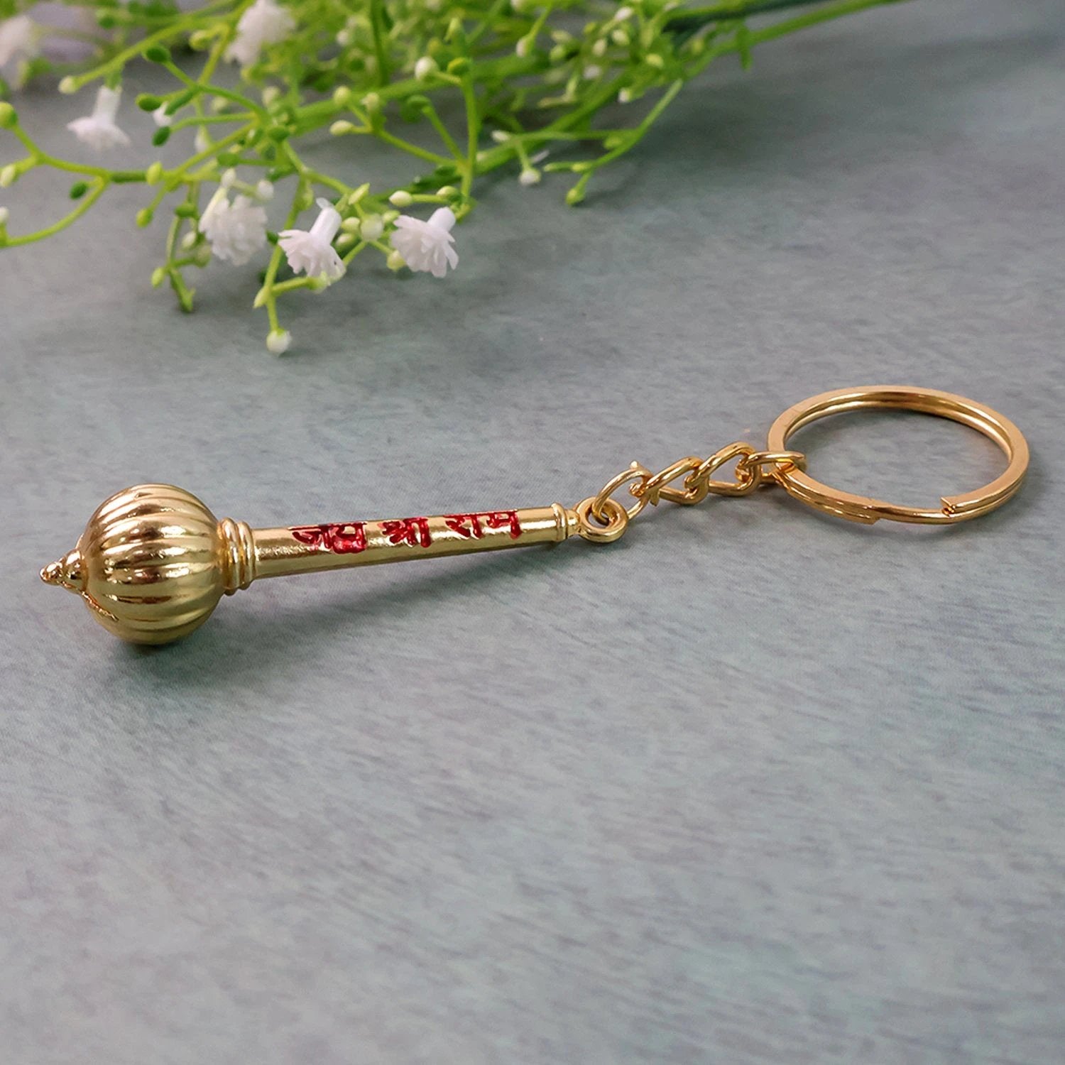 Mace Design Jai Shree Ram Golden Keychain (1 Pc) by Wukusy