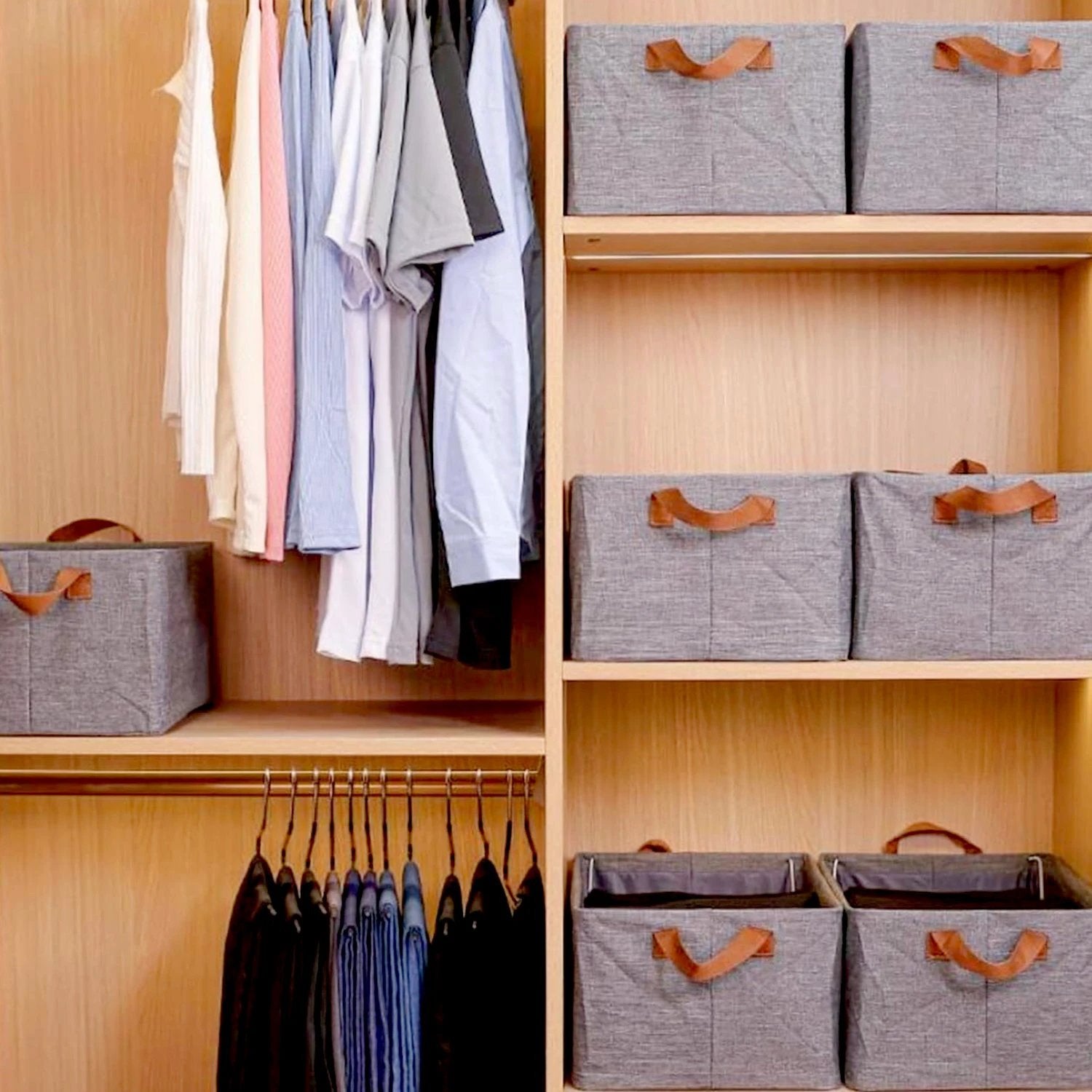 Foldable Storage Box 45cm - Cotton Linen with Handles - 69KART