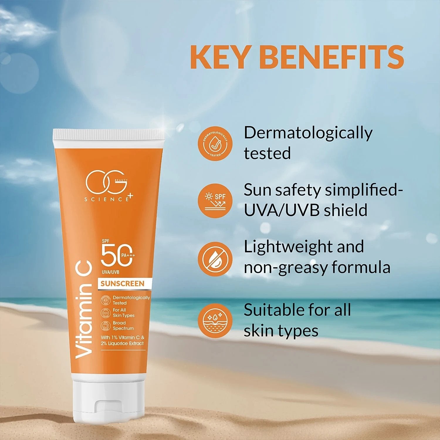 Og Beauty Vitamin C Sunscreen Spf 50 Pa+++ - (1 Pc  50ml) - 69KART