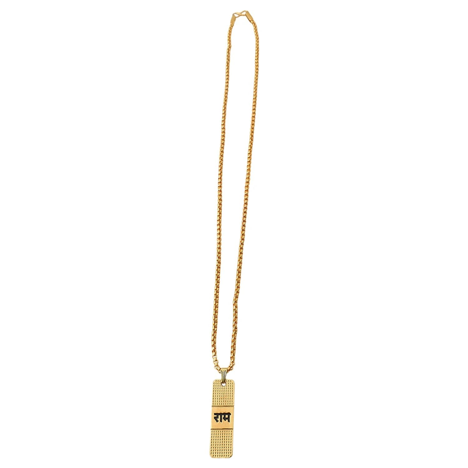 Golden Ram Naam Locket With Chain (1 Pc) by Wukusy