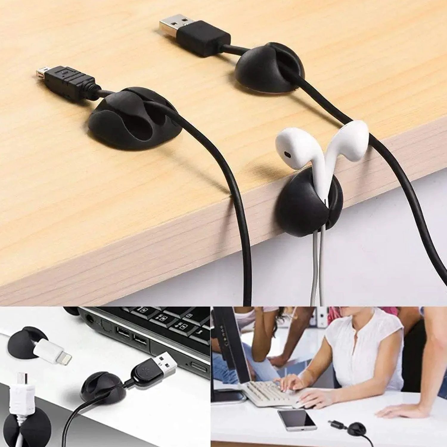 1334 Cable Clips Multi Purpose Cable Organizer Wire Holder For Desk And Table Use by Wukusy