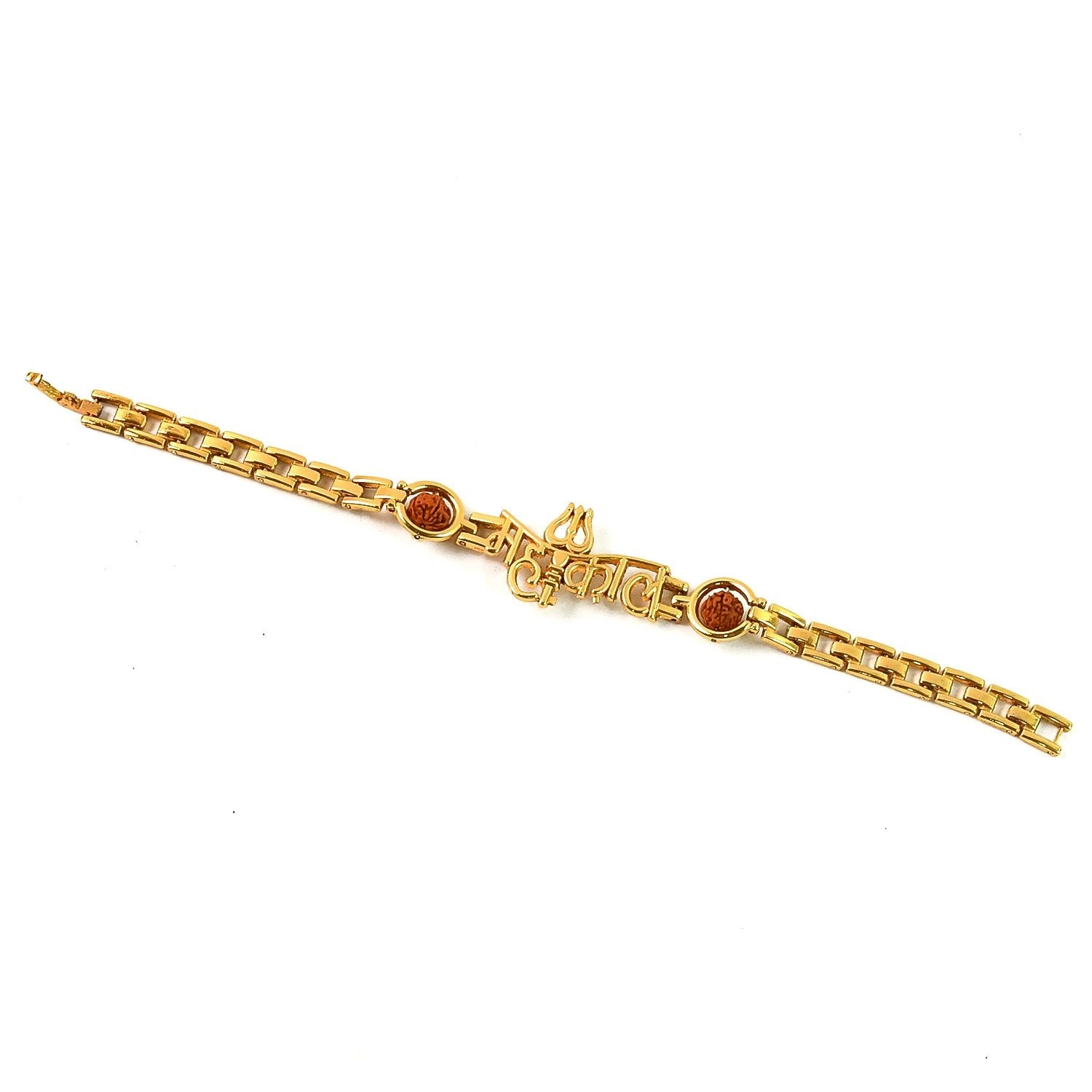Mahakal Trishul Design  Rudraksh Beads Bracelet Rakhi - 69KART