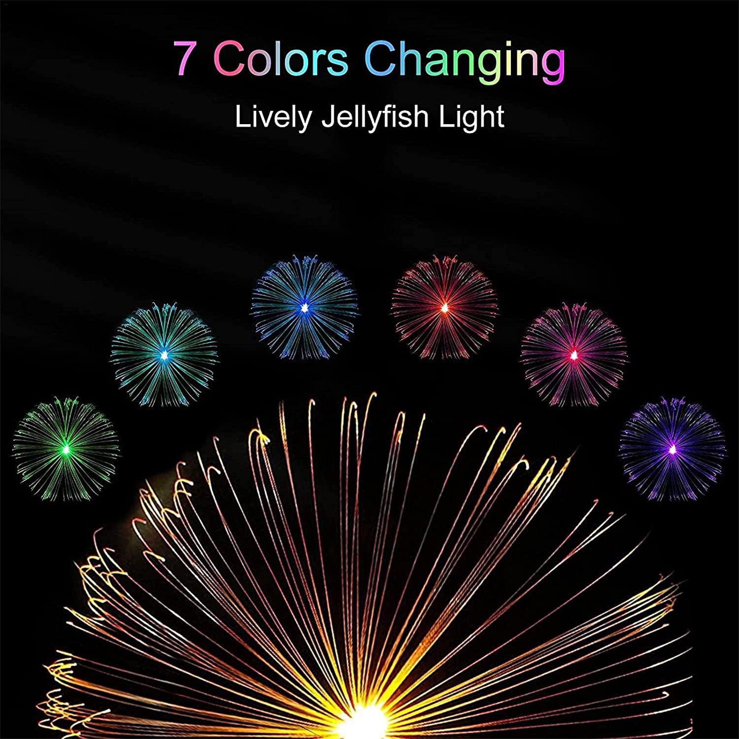 Garden Solar Outdoor Lights Decorative  7 Colors Changing Rgb Light Waterproof Flower Jellyfish Firework Decor For Garden Patio Landscape Pathway Yard Holiday Decor 2pcs