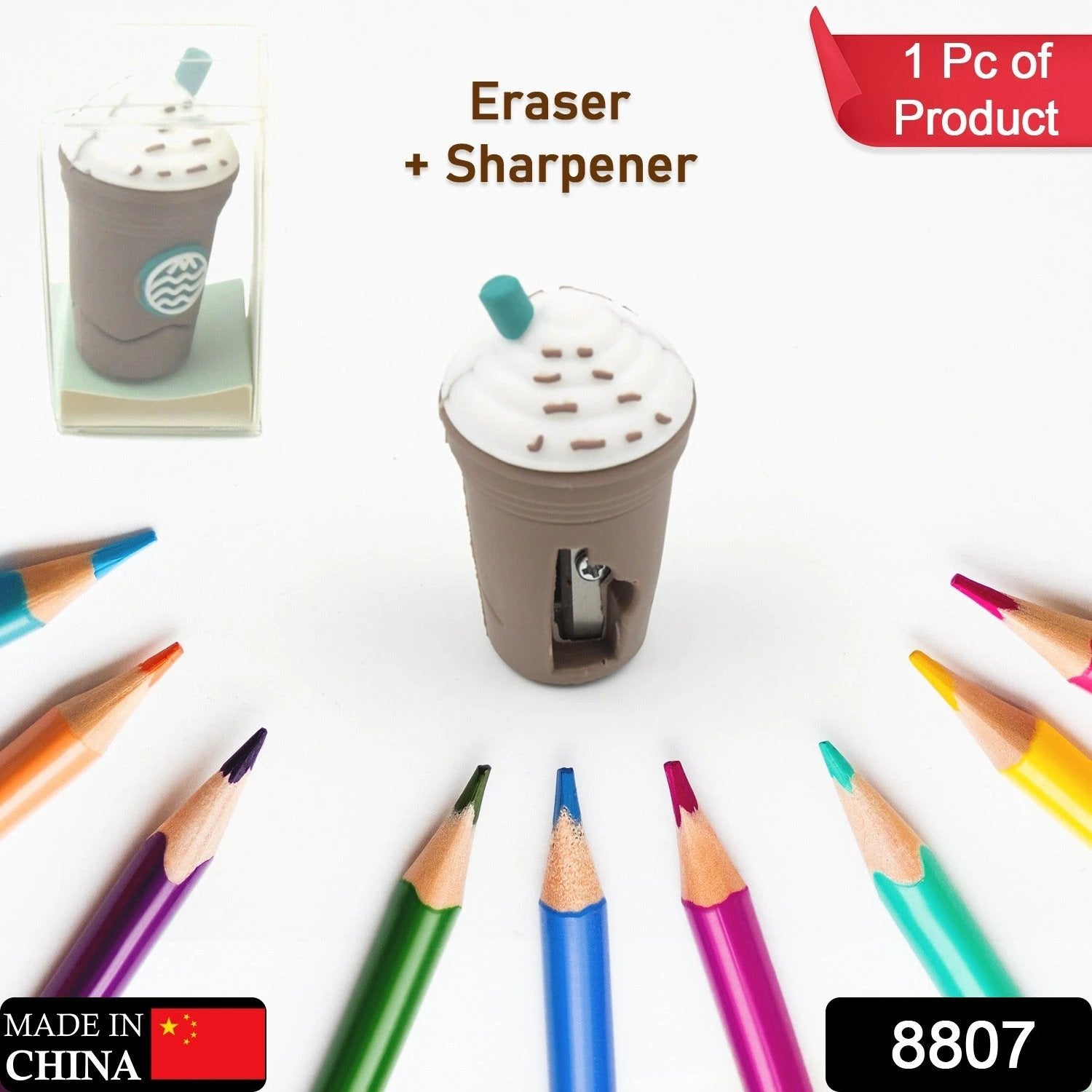 2in1 3d Cute Coffee Or Ice Cream Shape Sharpner Like Rotary Manual Pencil Sharpener For Kids  Ice Cream Style Office School Supplies Back To School Gift For Studentskids Educational Stationary Kit Bday Return Gift - 69KART