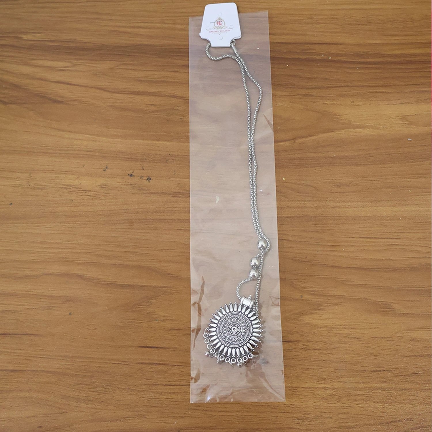 Oxidised Silver Traditional Long Necklace (1 Pc) - 69kart