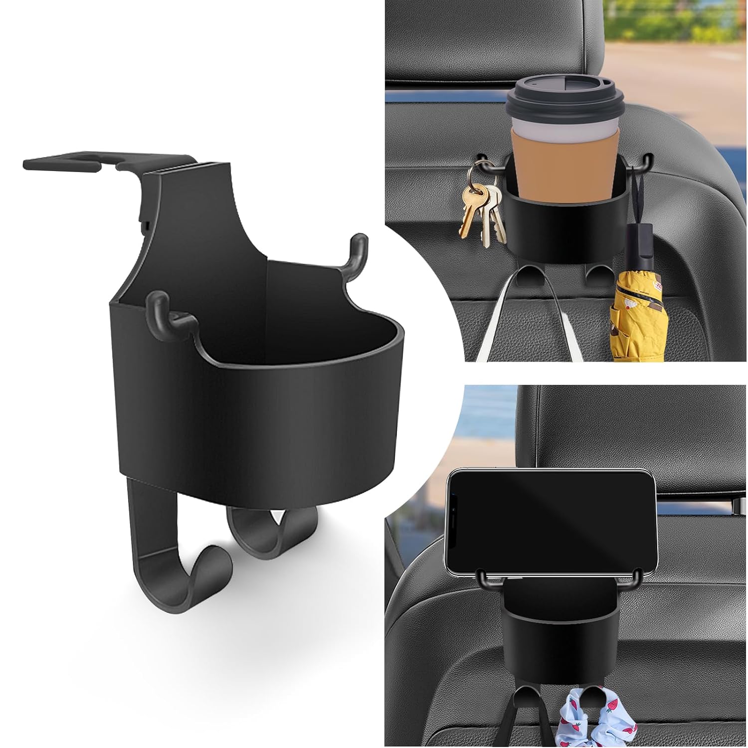 Car Headrest Backseat Organizer 3-in-1