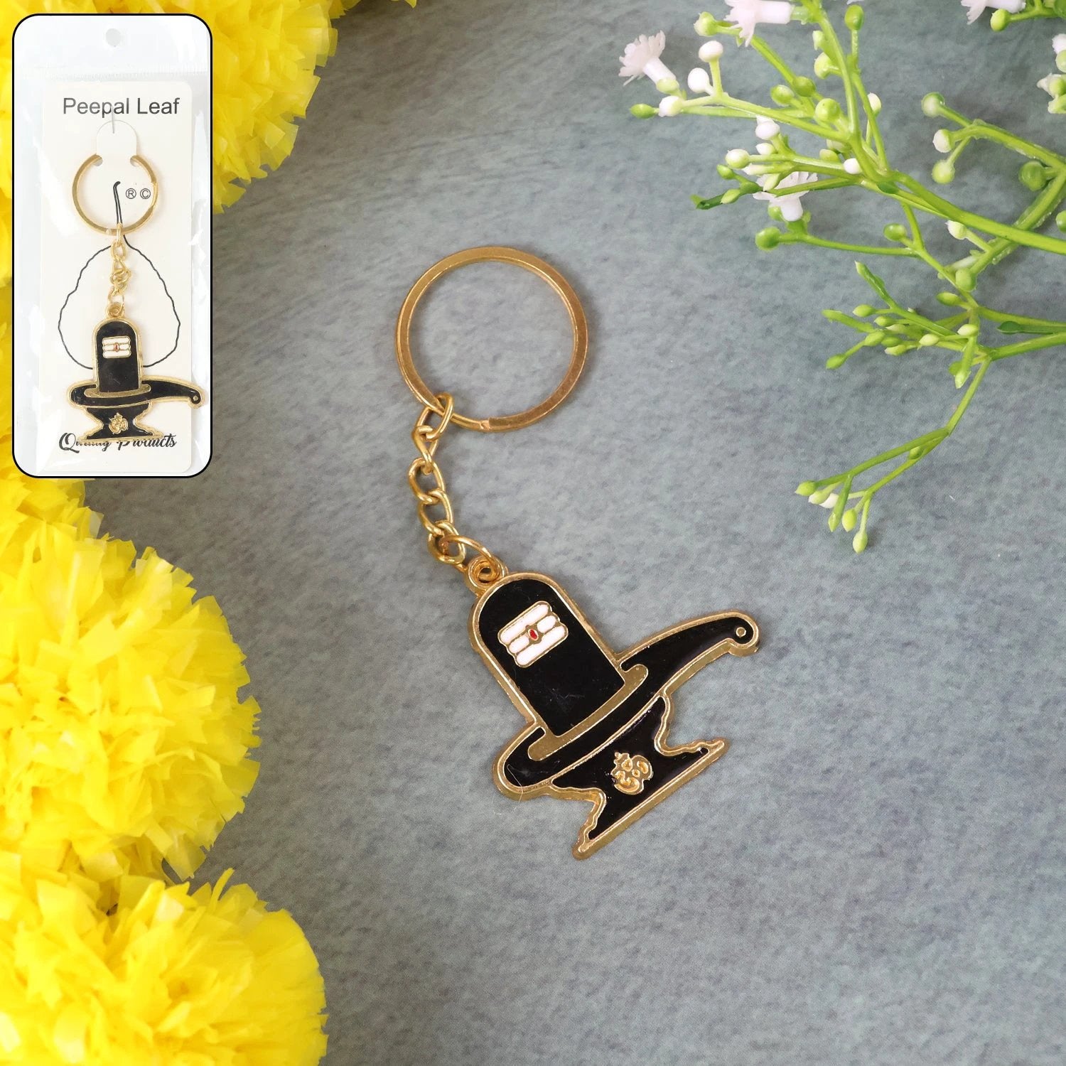 Shivling Design Golden Keychain by Wukusy