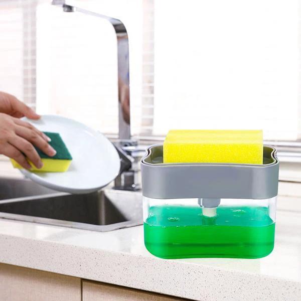 1485 Liquid Soap Dispenser On Countertop With Sponge Holder For Pet by Wukusy