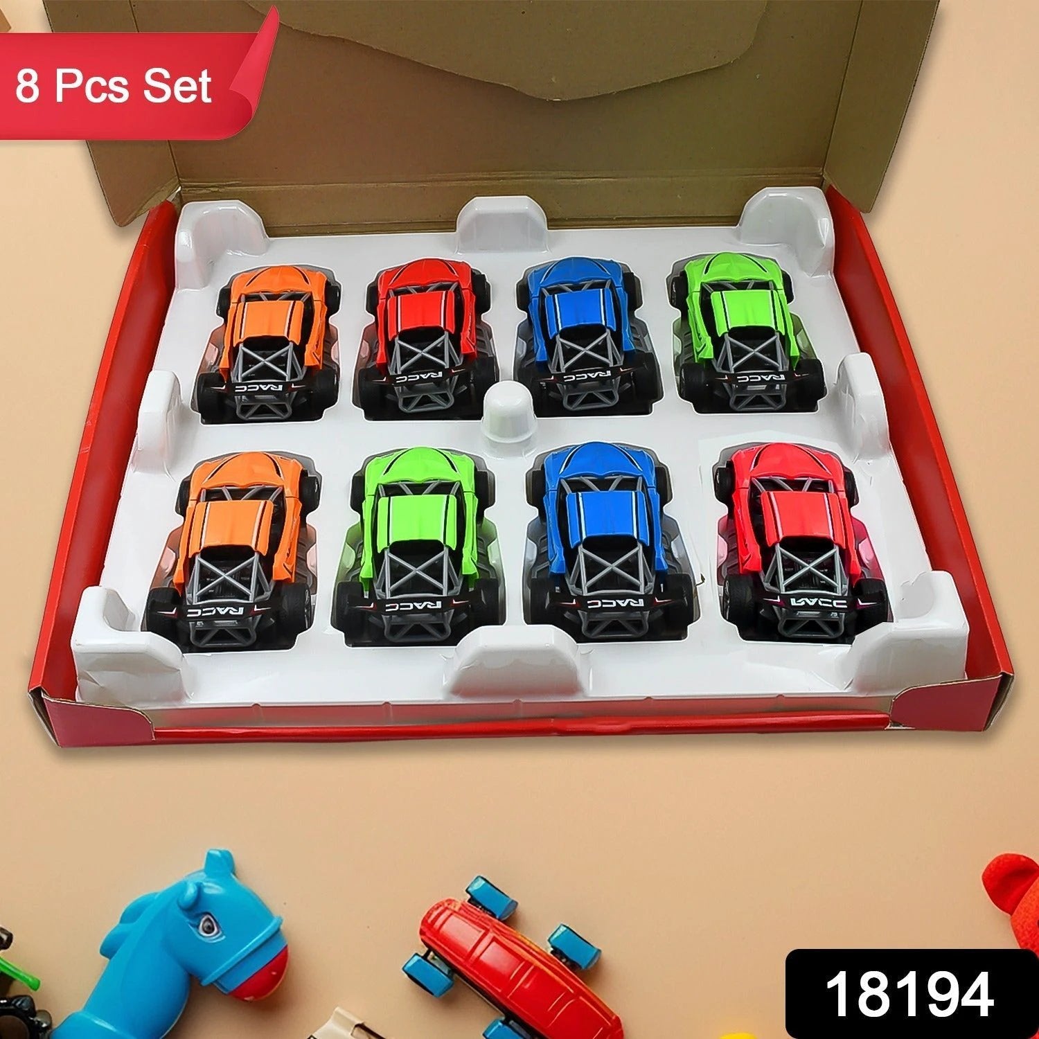 Mini Pull Back Racing Car Widely Used By Kids  Children  (8 Pcs Set  Mix Color) - 69KART