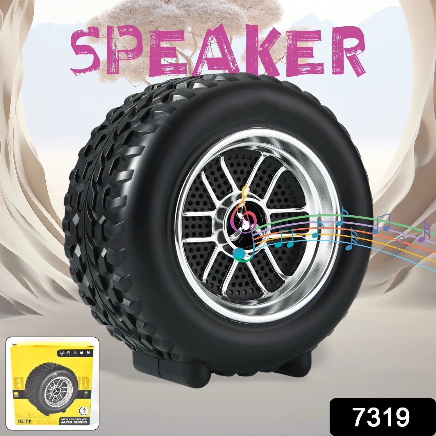 Portable Tyre Wheel Shape Wireless Bluetooth Speaker (1 Pc) by Wukusy