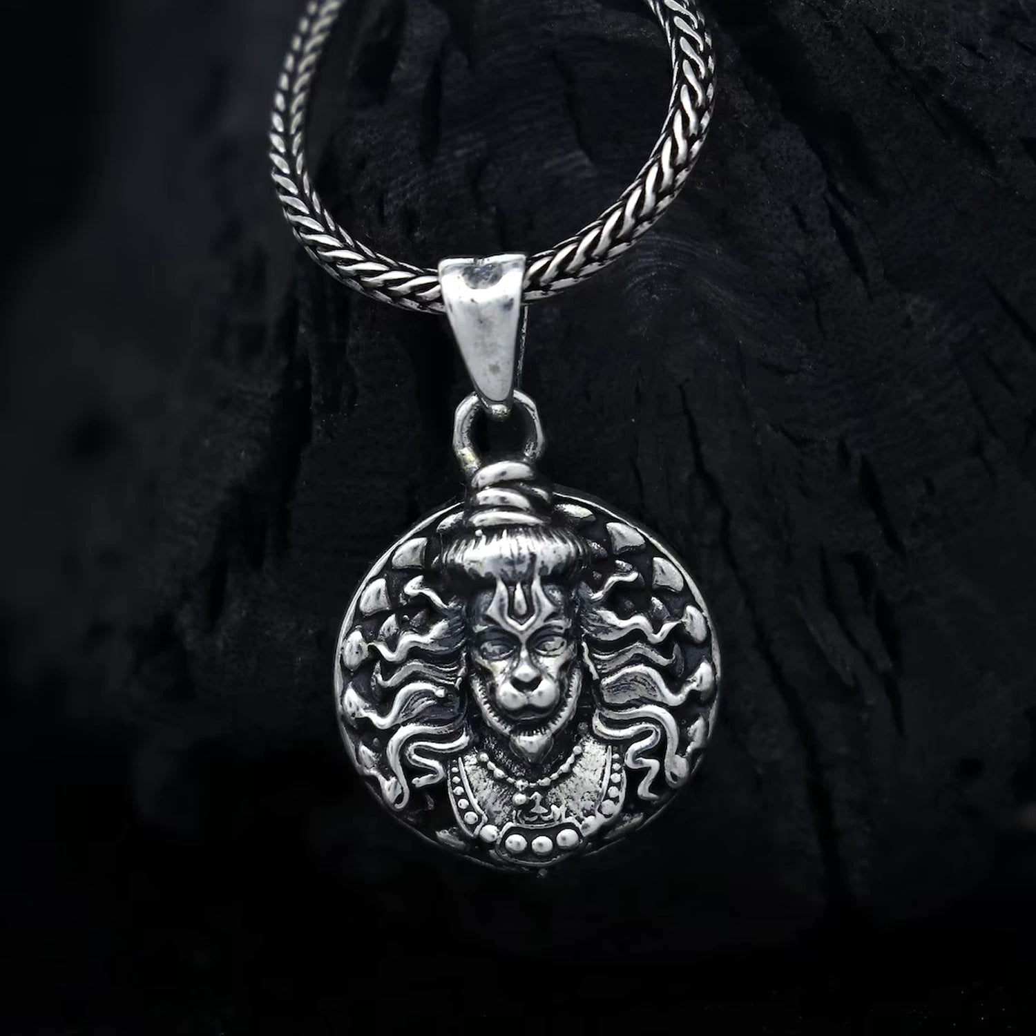 Hanuman Facelocket With Chain Pendant Necklace Chain (1 Pc) - 69KART