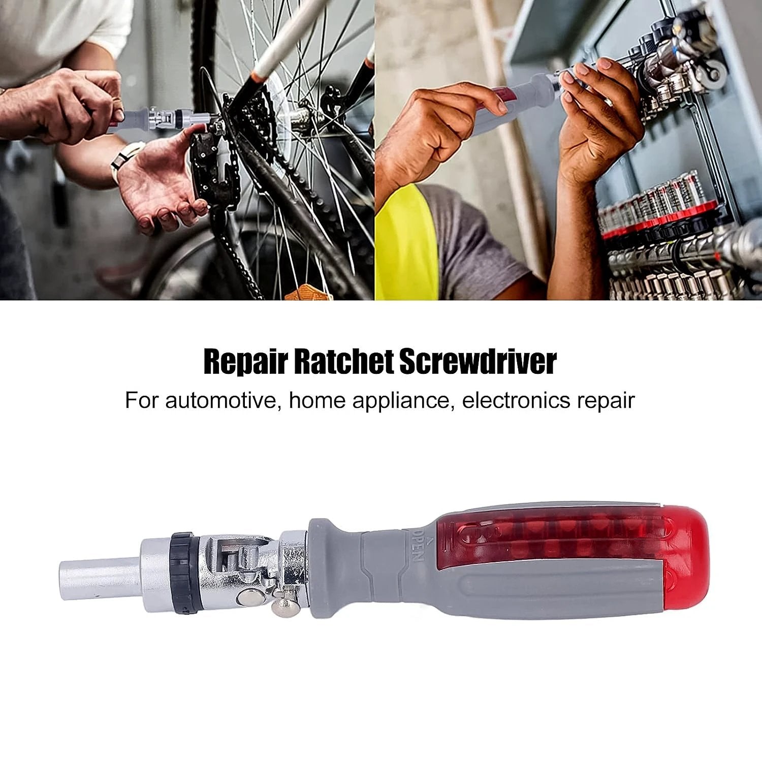 Multi Bits Ratchet Screwdriver Set Adjustable Angle Two-way Ratcheting Screwdriver (1 Set) - 69KART