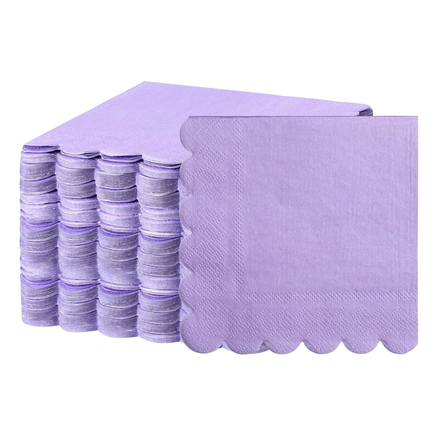 Lilac Scalloped Disposable Paper Napkin (23 X 23 Cm  120 Pc) - 69kart