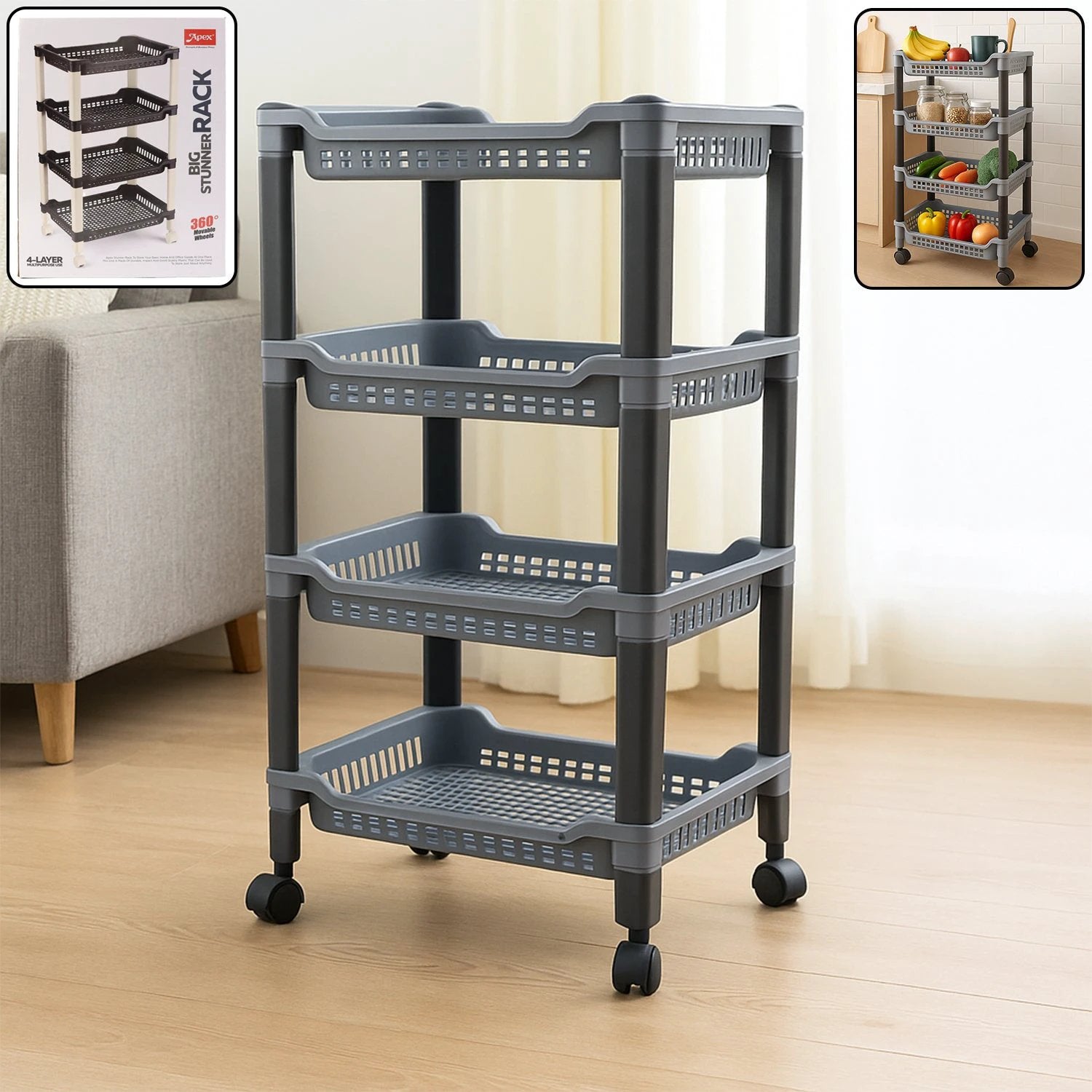 Apex 4-layer Big Multipurpose Plastic Storage Rack by Wukusy