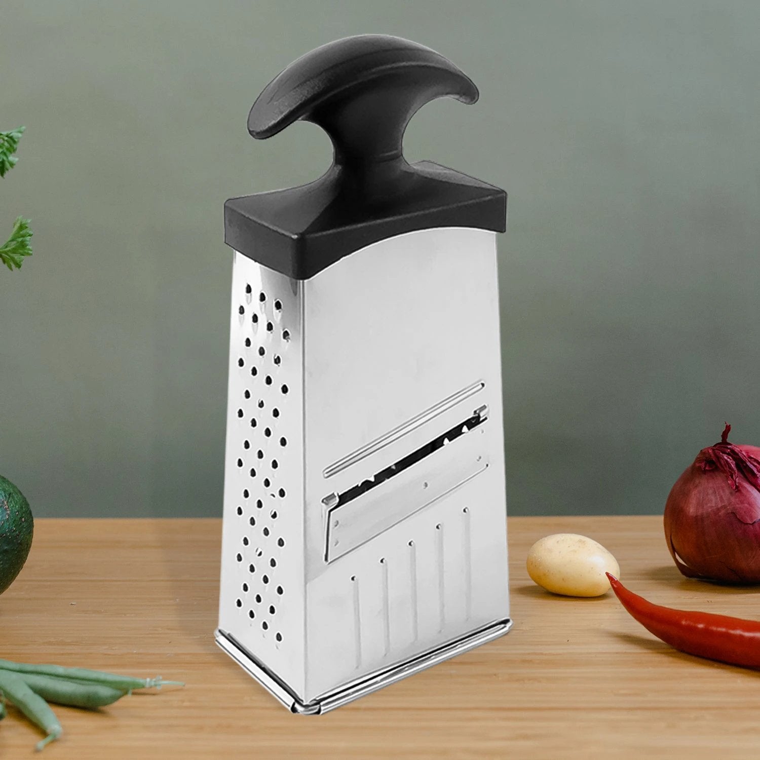 Apex Classic 4-in-1 Stainless Steel Grater Slicer With Handle by Wukusy