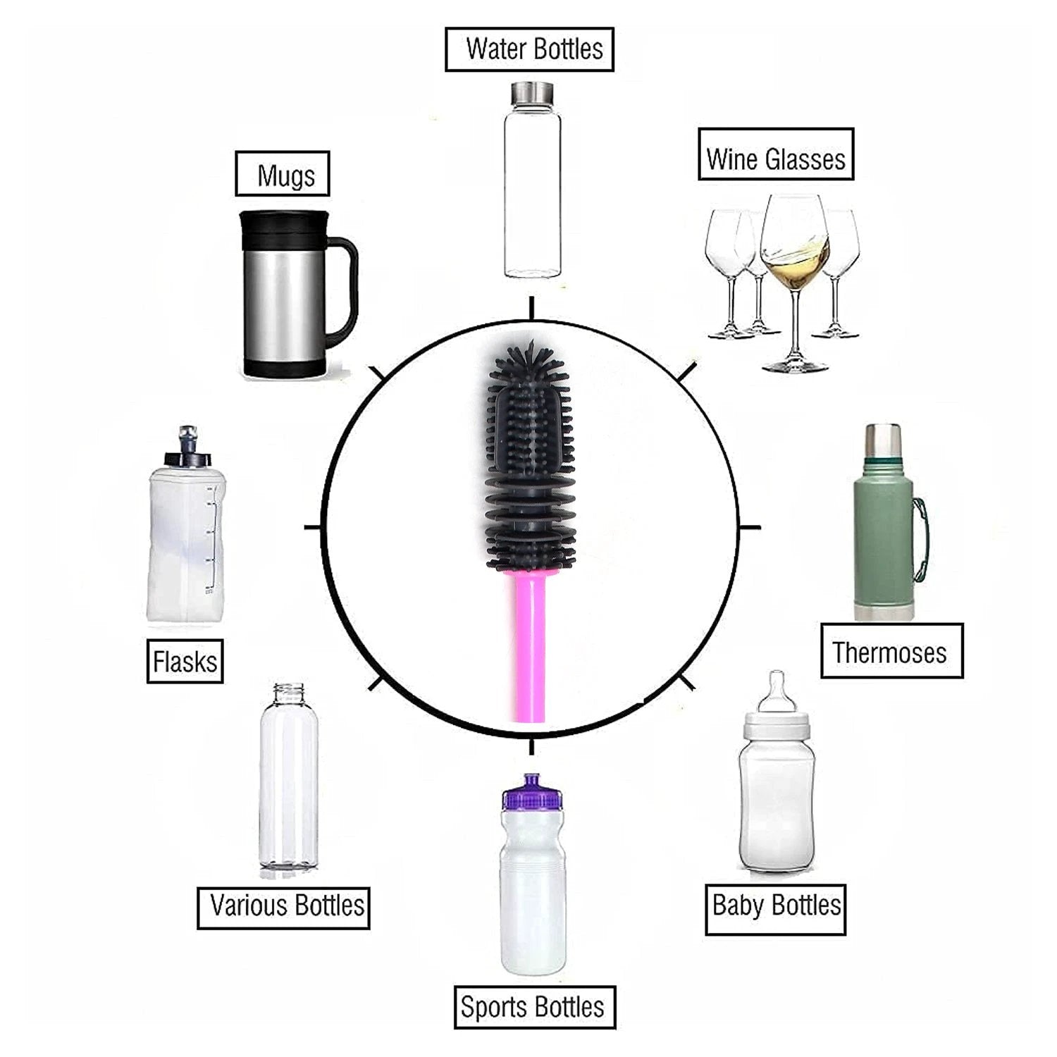 Long Bottle Cleaning Brush for Washing Water Bottles and Narrow Neck Containers - 69KART