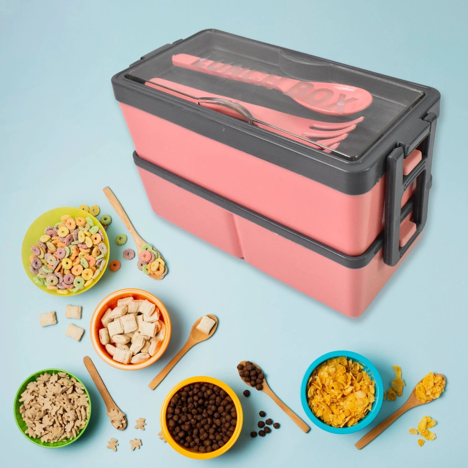 Plastic 3 Layer Leak Proof 3 Compartment Lunch Box For Office (1 Pc) by Wukusy