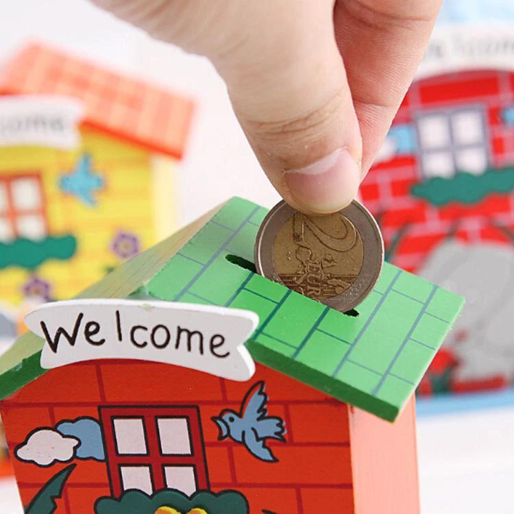 House Shaped Wooden Piggy Bank - 69KART