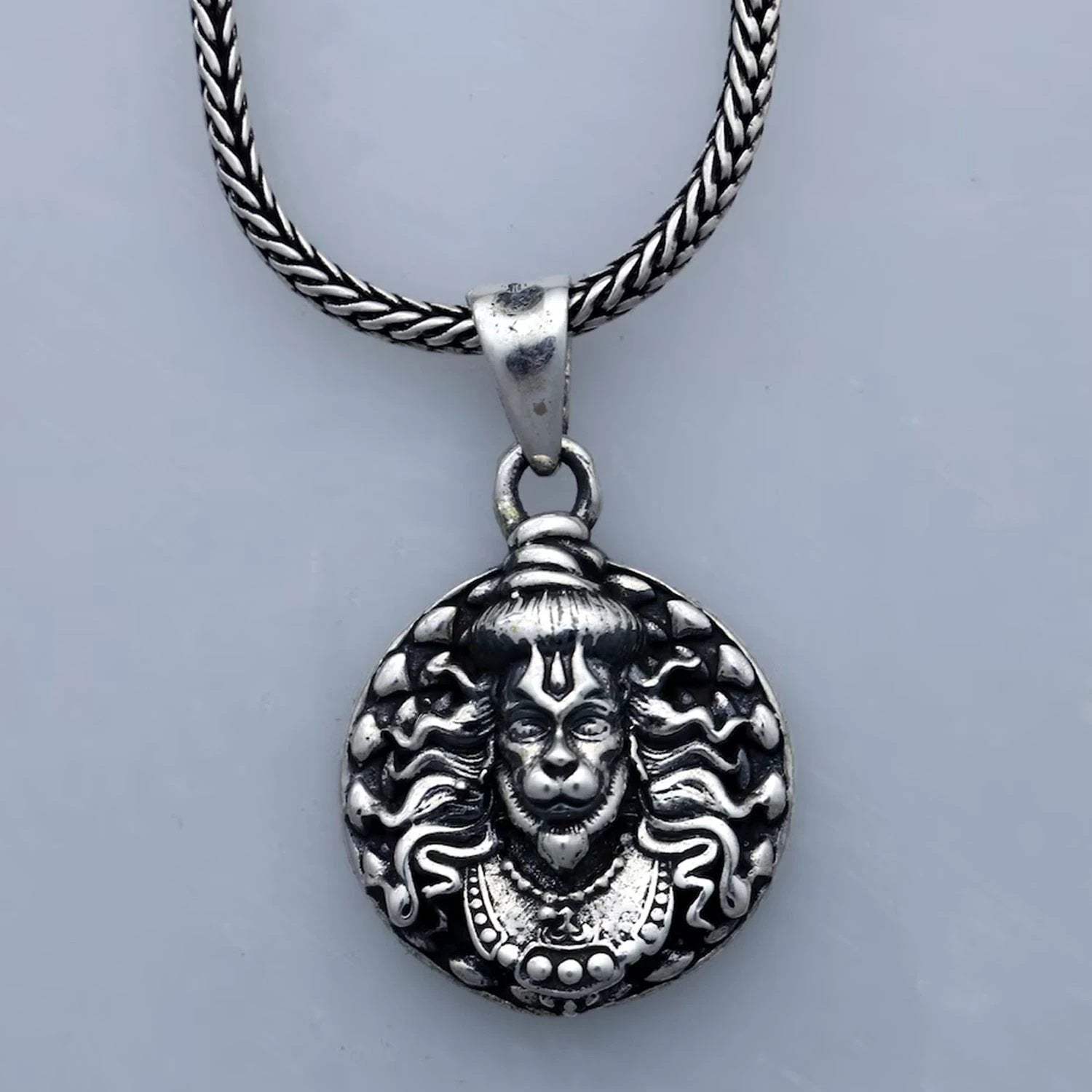 Hanuman Facelocket With Chain Pendant Necklace Chain (1 Pc) - 69KART