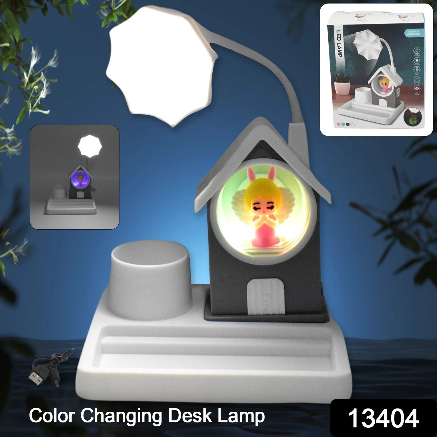Cute Lovely Cartoon  Home Design With Plastic Base Led Desk Light Multi Color Changes (1 Pc) - 69kart