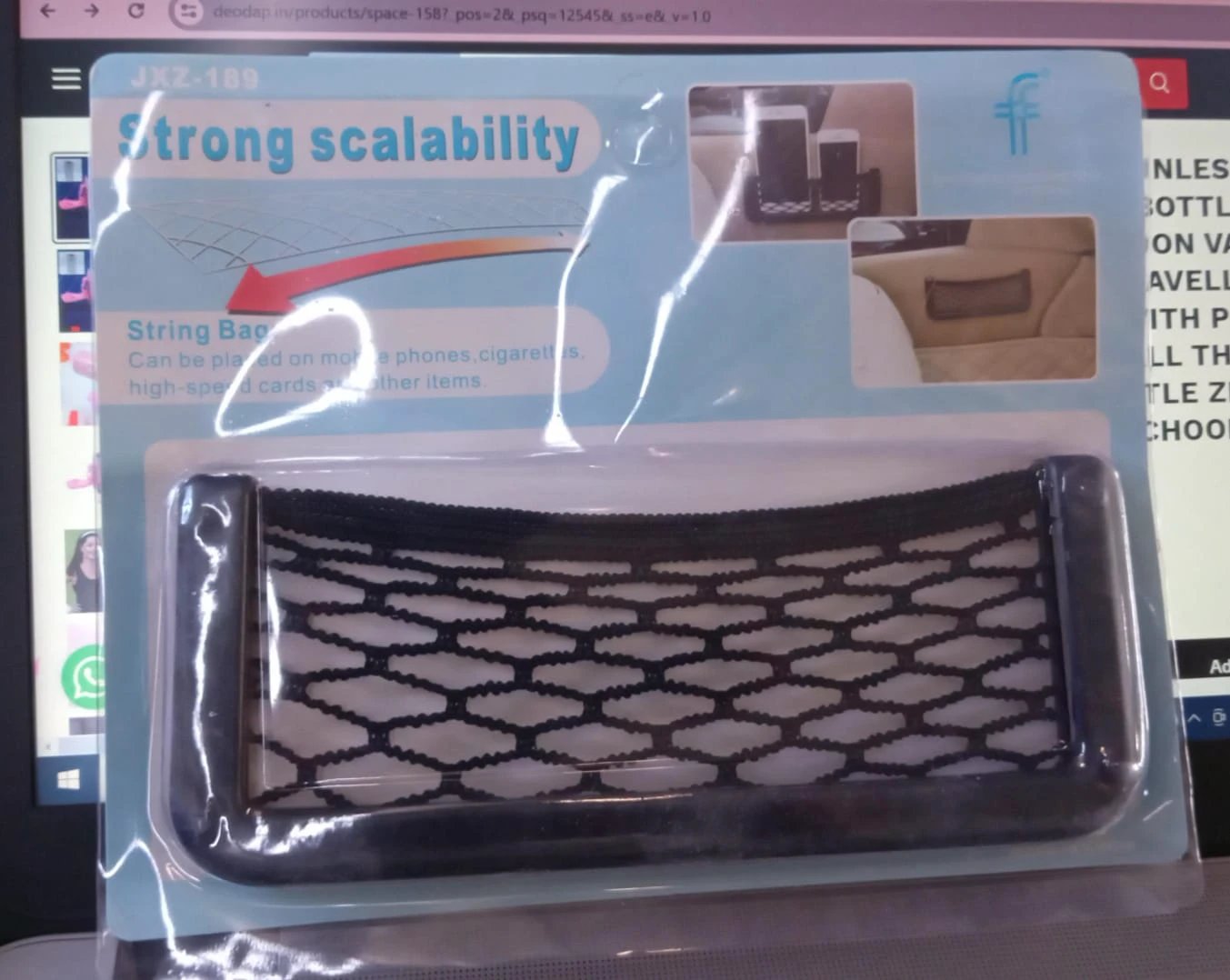 Car Storage Organize Car String Bag Car Seat Side Storage Net Bag Mesh Pocket Organizer Stick-on For Purse Bag Phone - 69kart