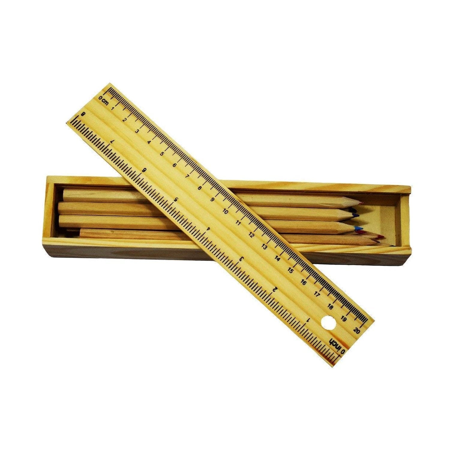 4726 Colorful Wooden Pencil Set With Pencil Box Ruler Sharpener For For Kids Artist Architect - 69KART
