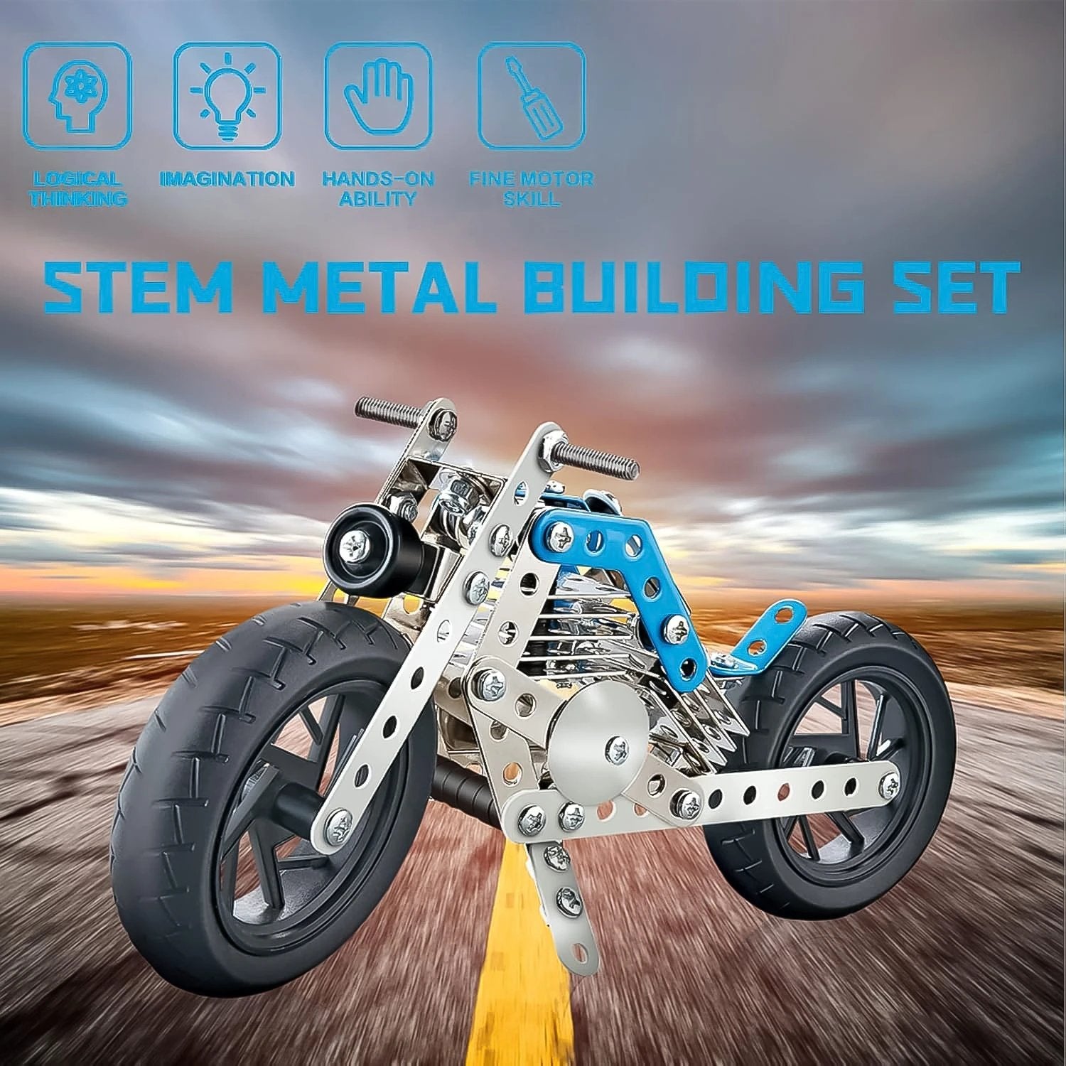 Metal Bike Construction Kit - 140 Pieces by Wukusy