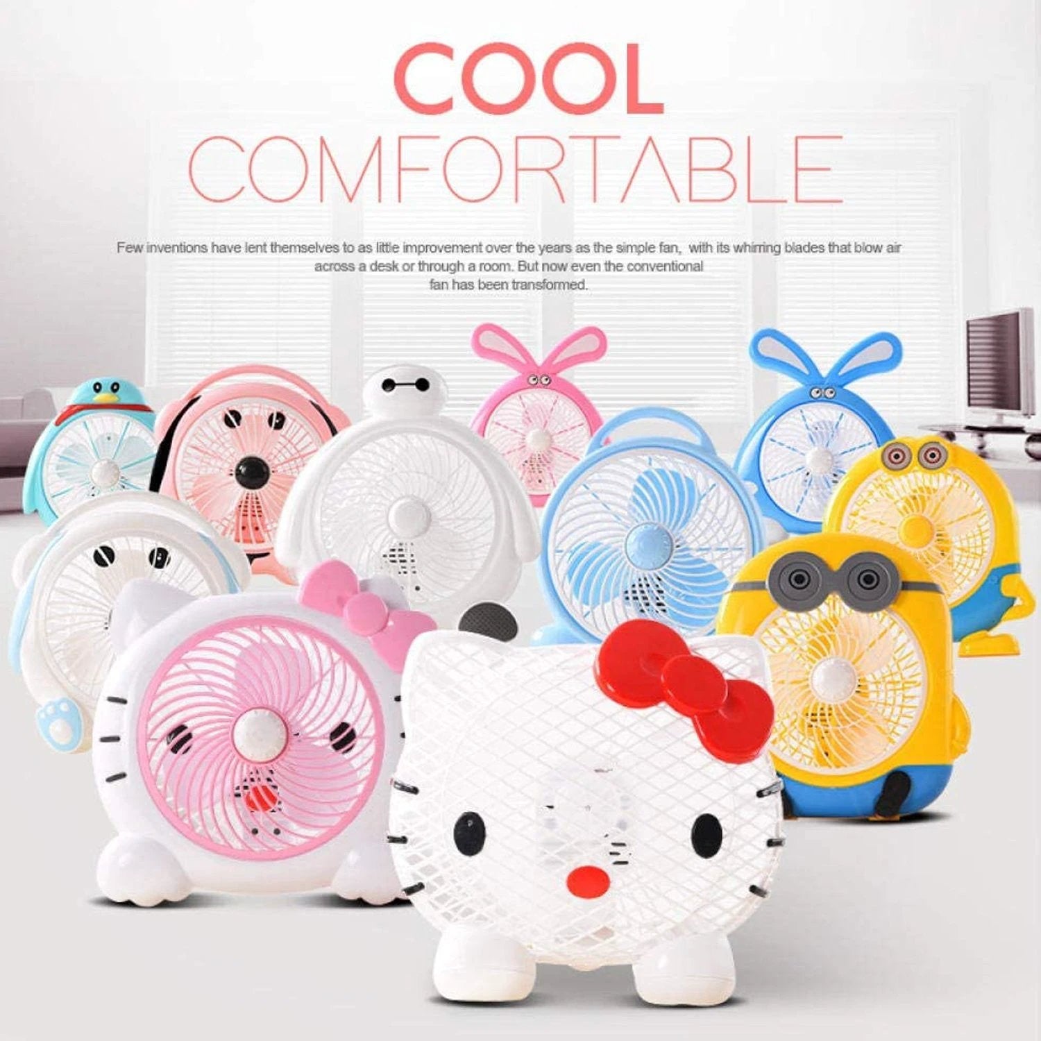 6464 Plastic Cute Mini  Cartoon Electric Usb Fan Desk Fan For Children (Battery Not Include) - 69kart