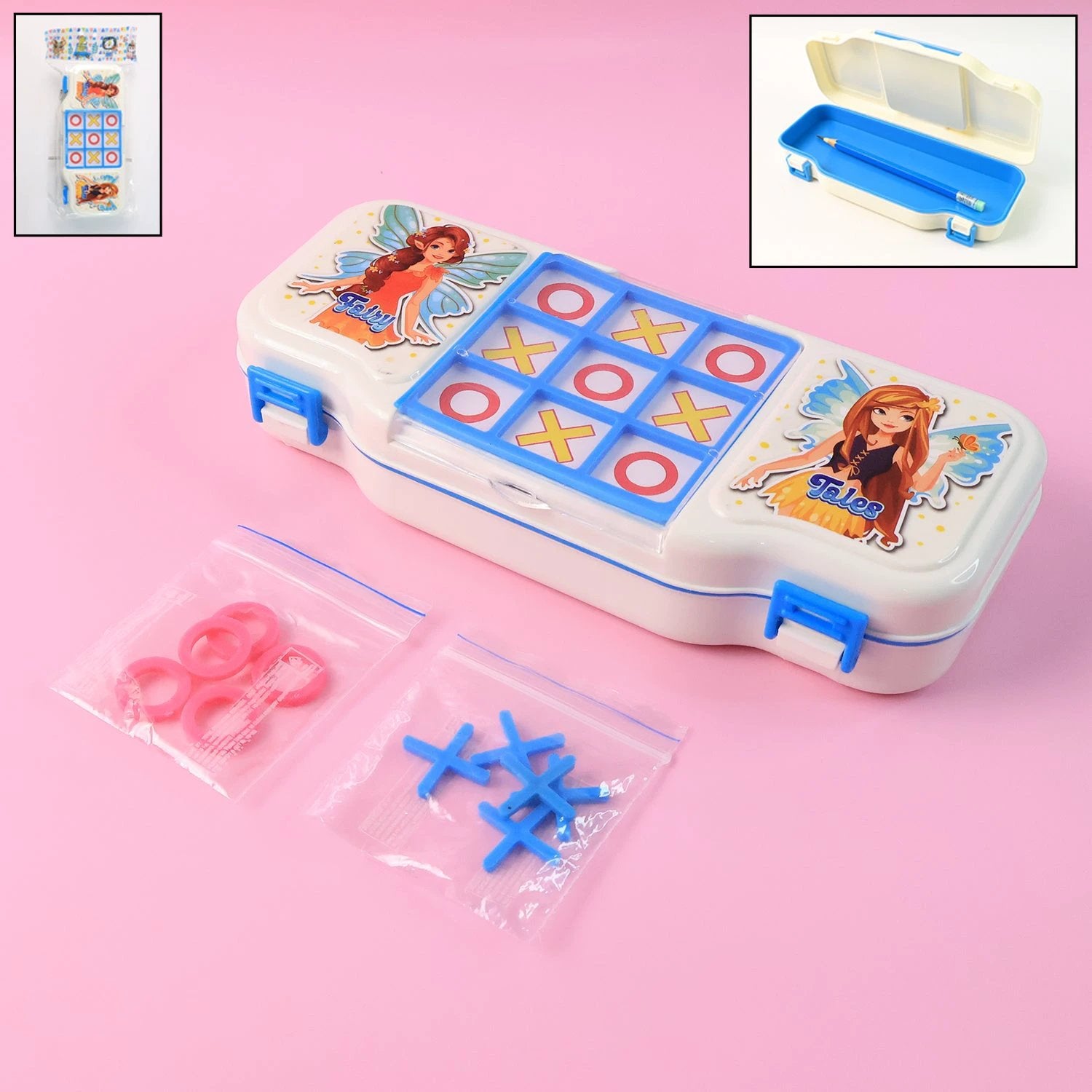 Kids Pencil Box With Built-in Tic Tac Toe Game - 69KART