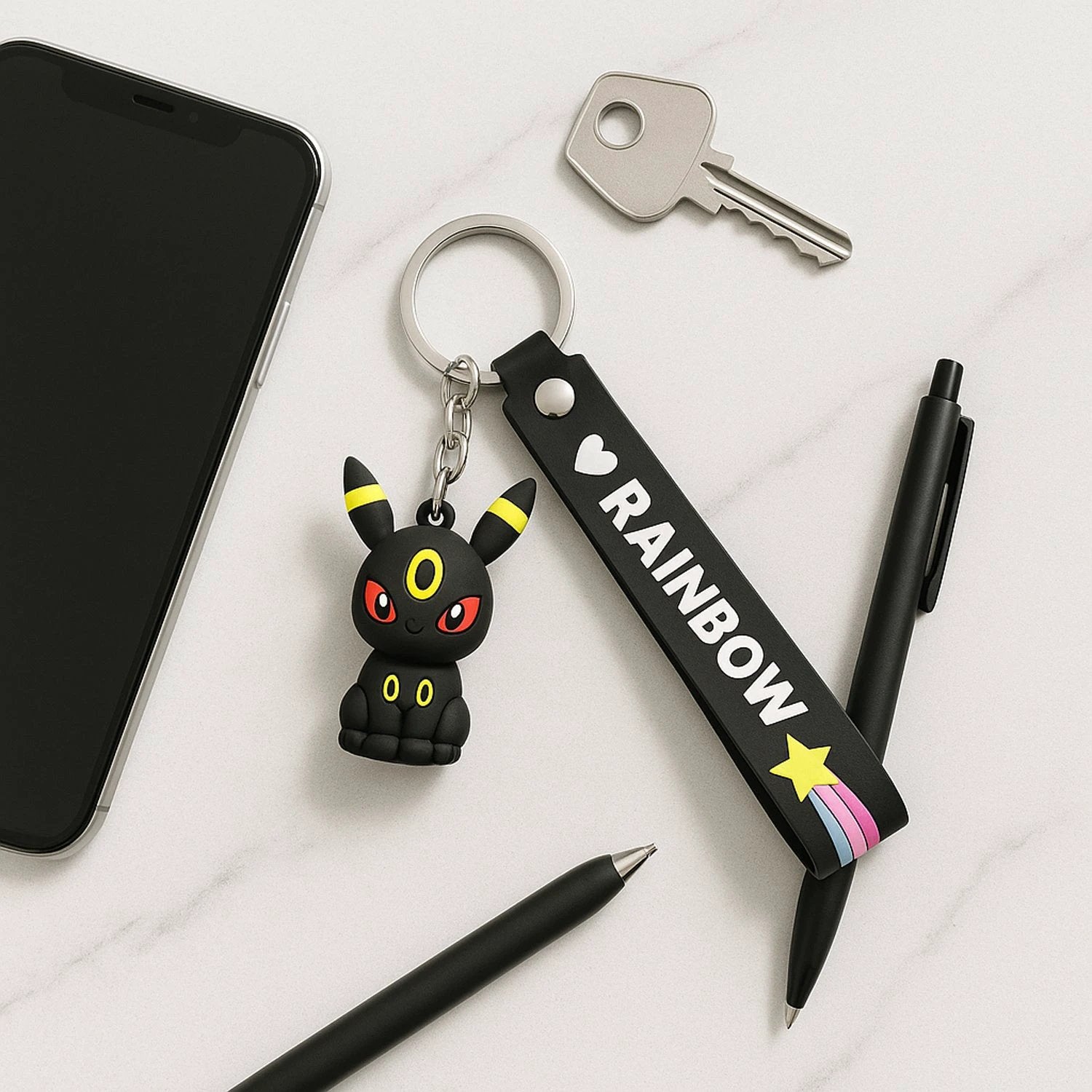 Cute Cartoon Silicone 3d Key Chain With Metal Hook  Strap (Pack Of 1) - 69KART