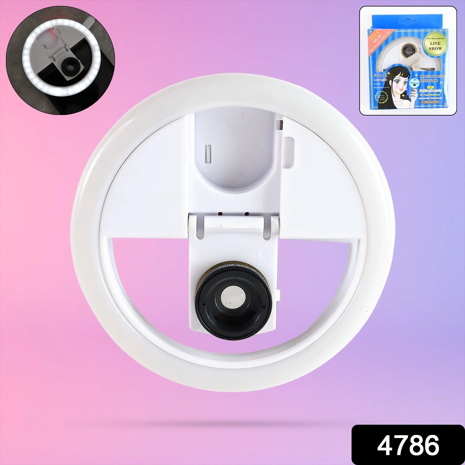 Selfie Flash Ring Light With 3 Level Of Brightness (1 Pc) by Wukusy