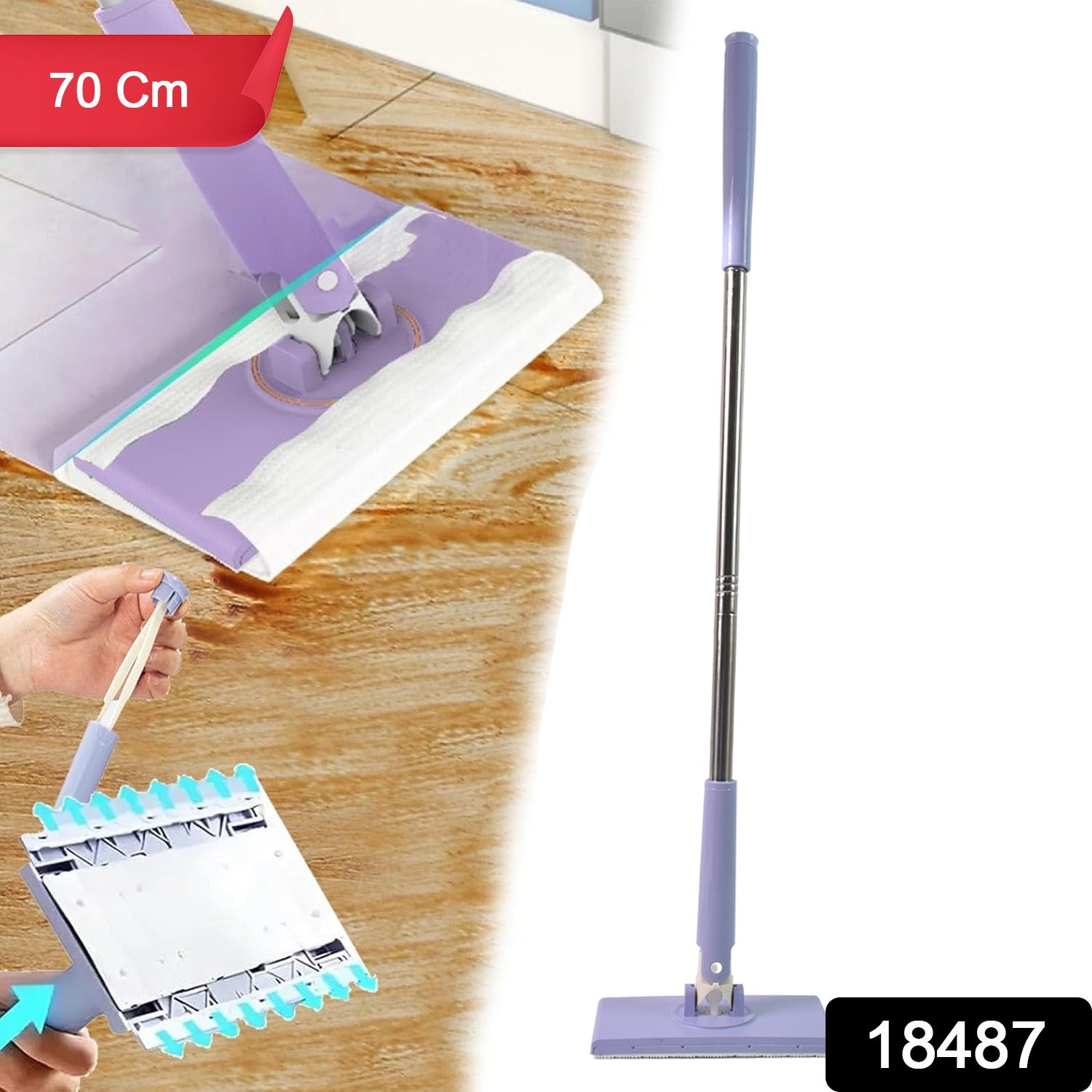 Automatic Cloth Changing Mini Mop With Push Pull Cloth Changing Handle (1 Pc)