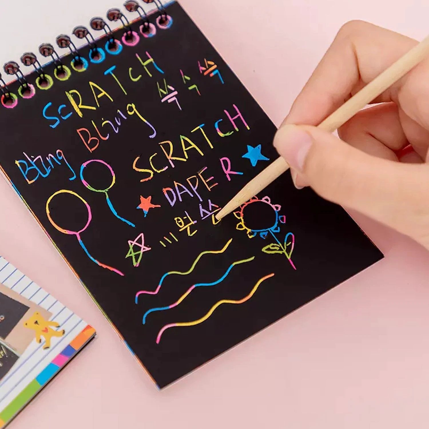 Crafts Rainbow Scratch Art Paper Book Sheets - 10 Pages (Pack of 1) - 69KART
