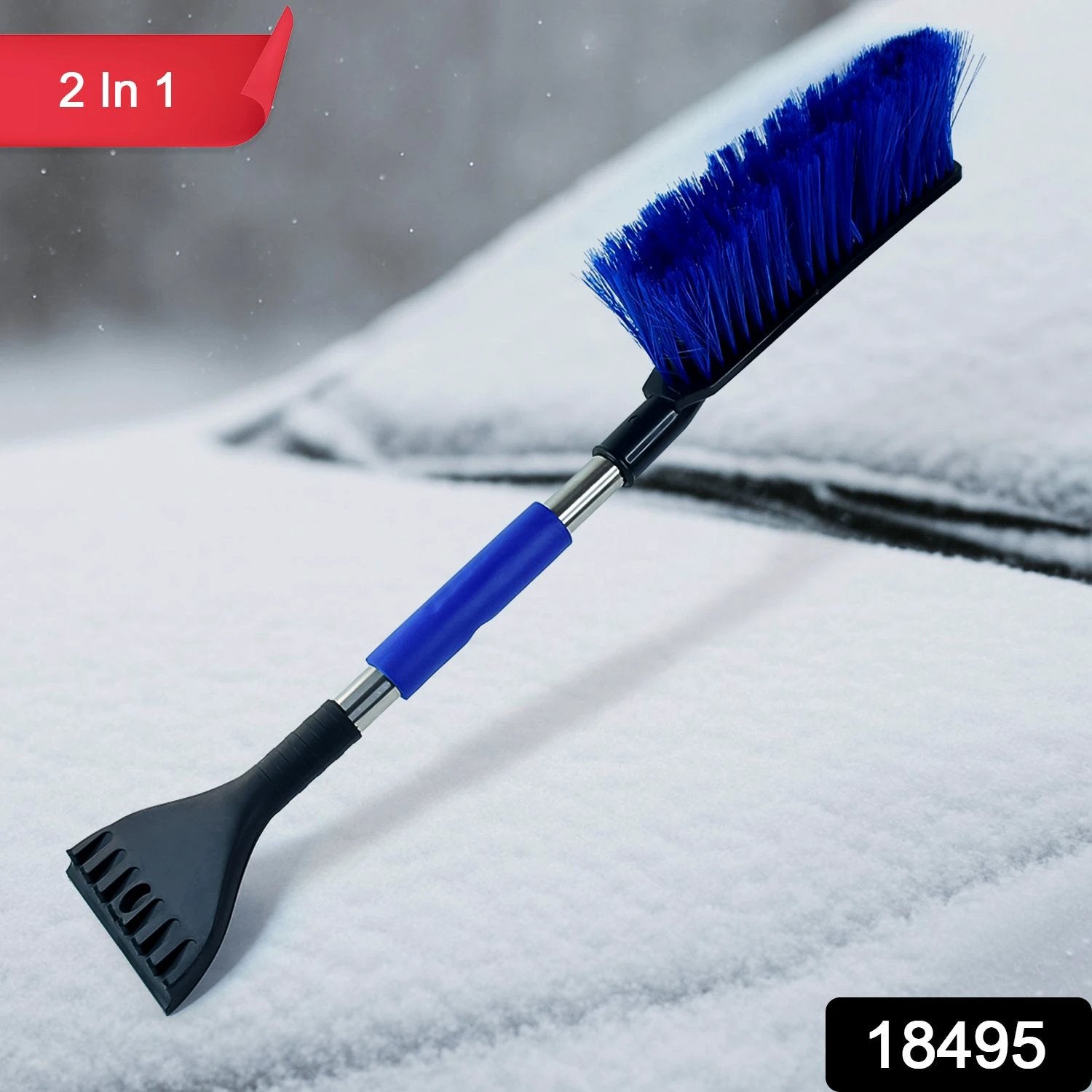 Ice Scraper Car Snow Brush 2 In 1 Comfortable Grip (1 Pc  67 Cm Long) - 69kart