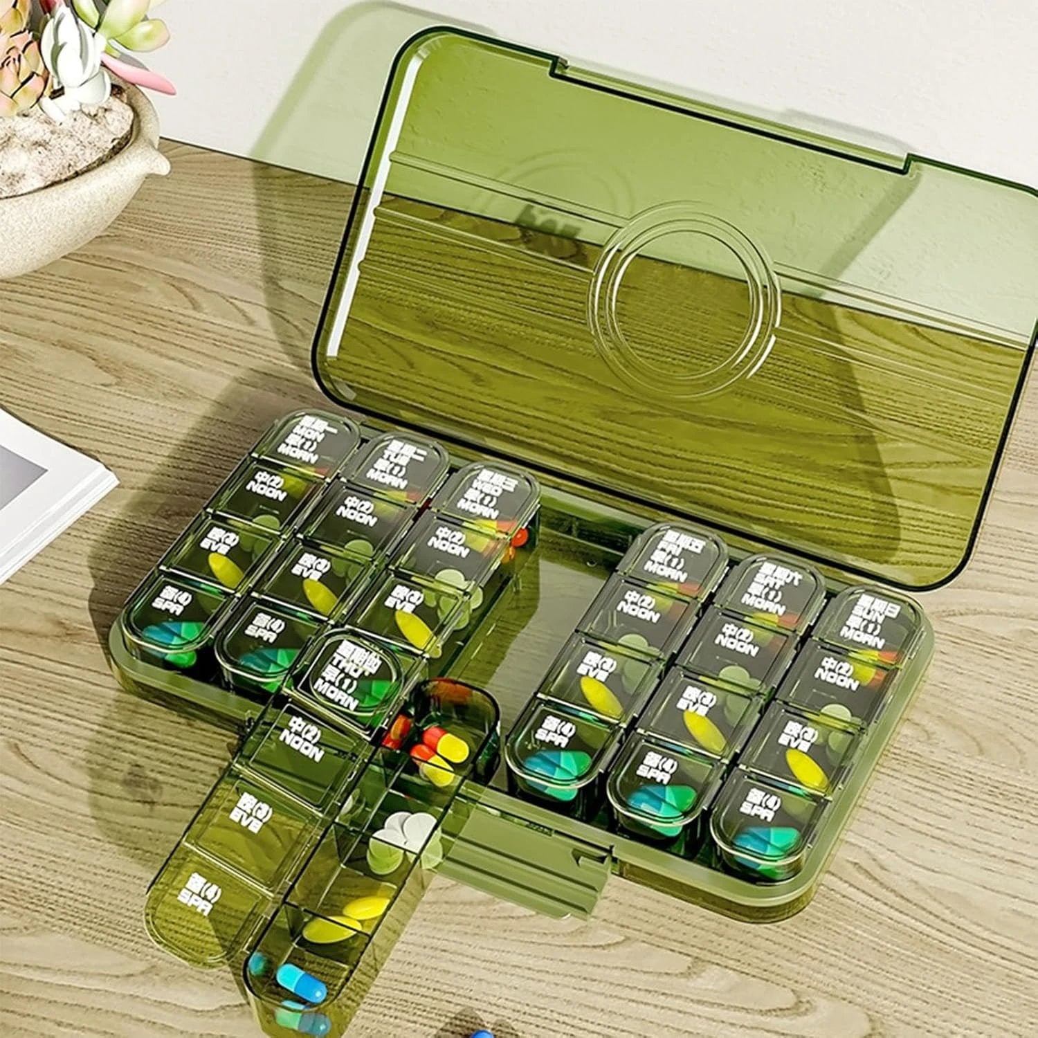 Portable Weekly Pill Box Organiser Daily Pill Keeper 21 Grid Container (1 Pc) by Wukusy