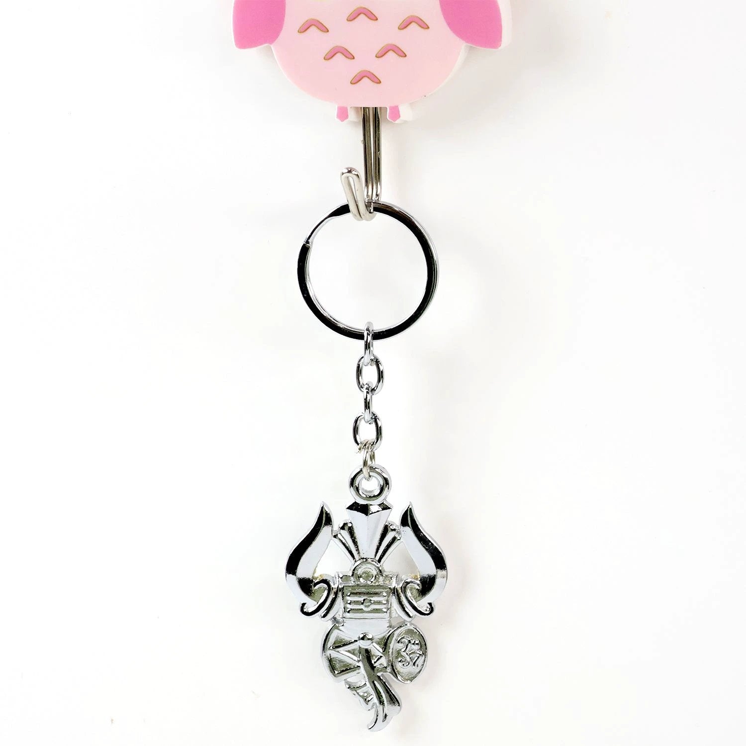 Trishul Damru Shiv Symbol Silver Keychain (1 Pc) - 69KART