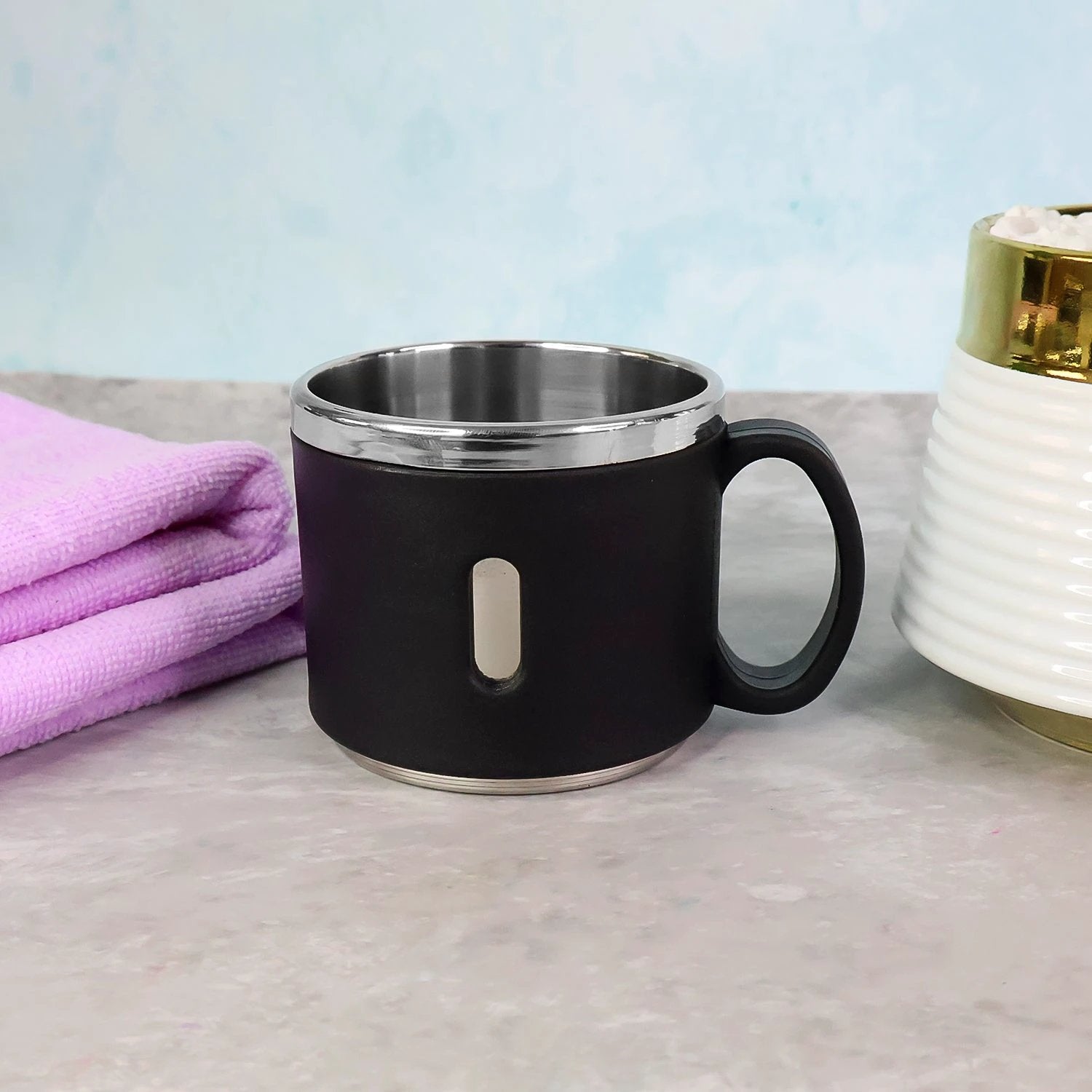 Apex Premium Stainless Steel Double Wall Coffee Mug Gift Set (6 Pc 150 Ml) by Wukusy