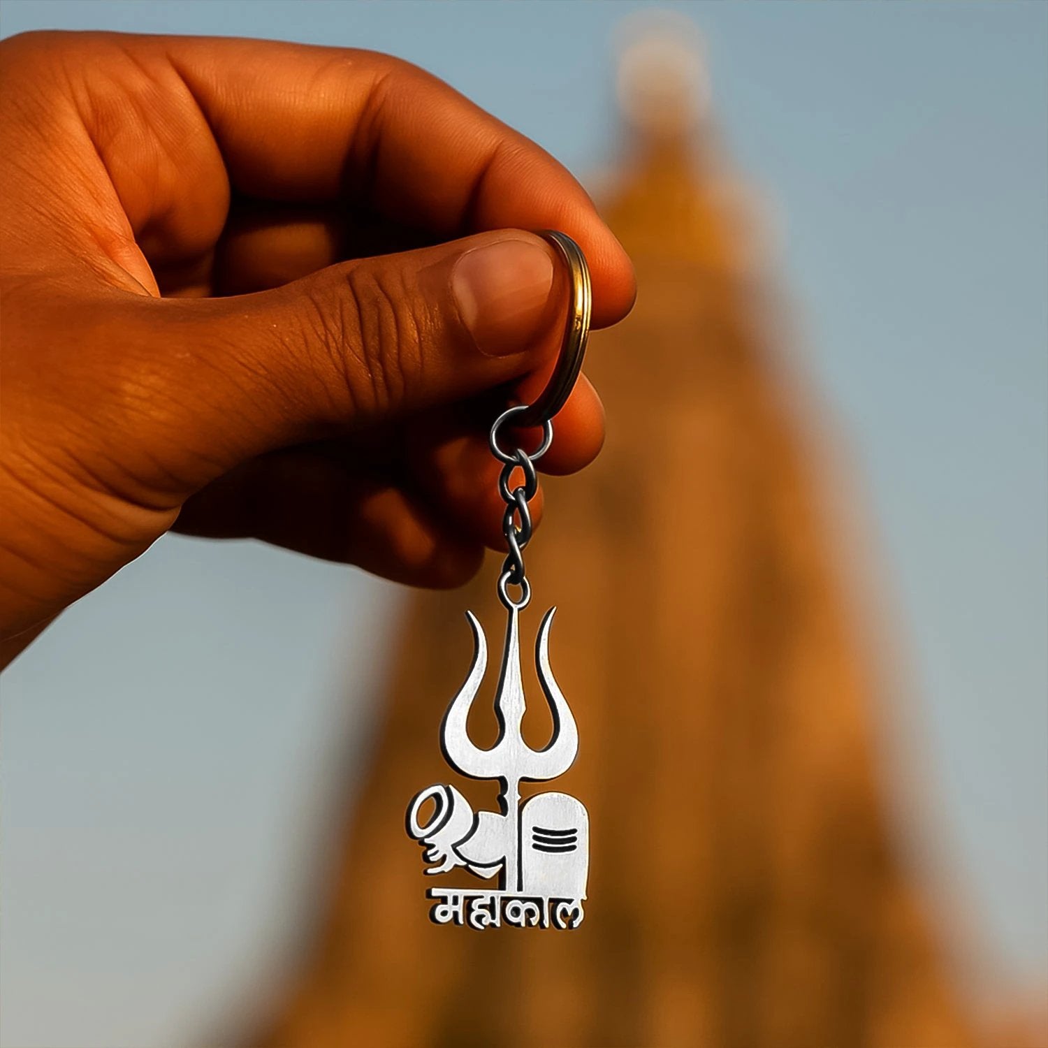 Mahakal Trishul  Shivling Design Metal Keychain - (1 Pc) - 69KART